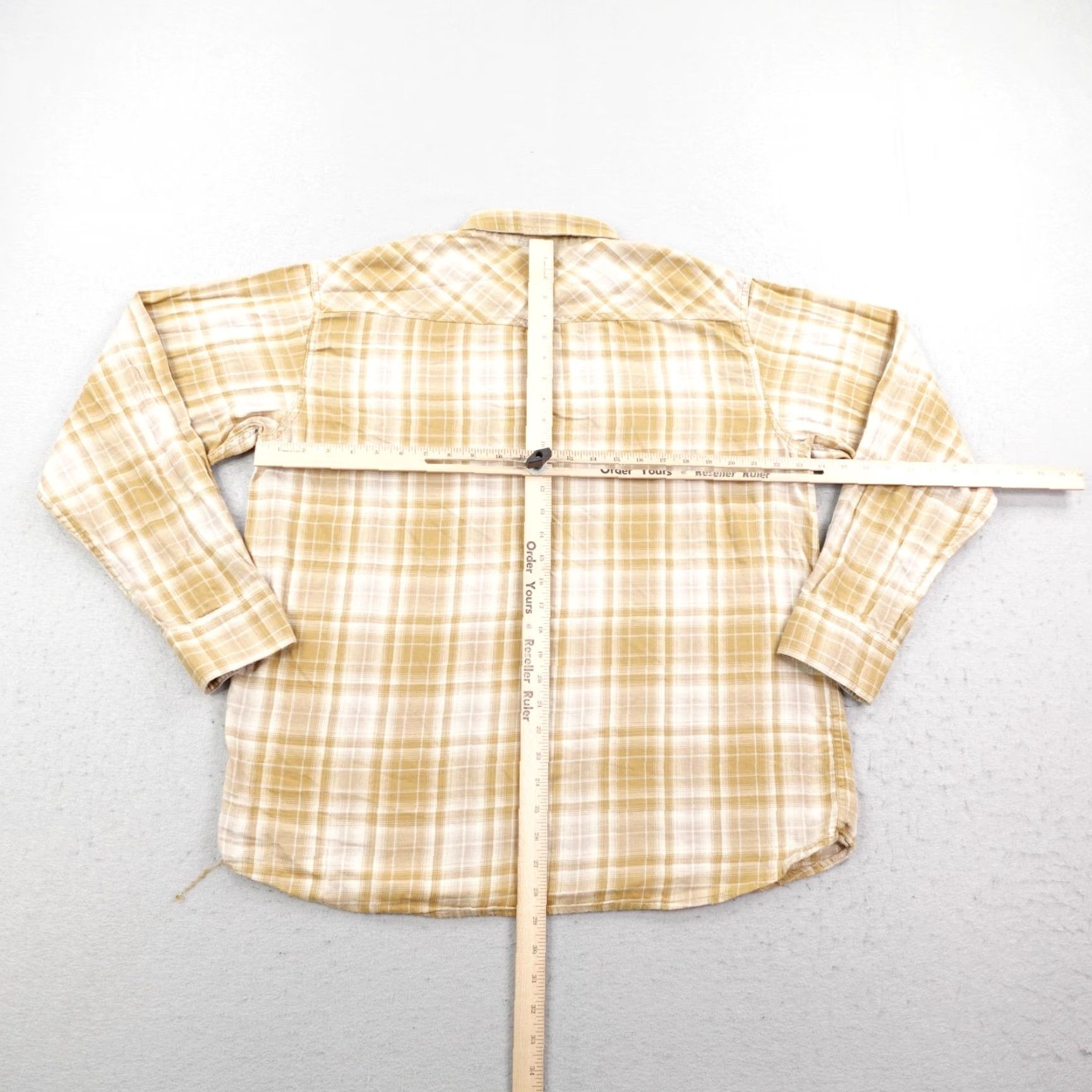 Ariat Ariat Shirt Mens XL Tan Plaid Retro Fit Western Pearl Snap Cowboy Flannel Rodeo Size US XL / EU 56 / 4 - 6 Thumbnail