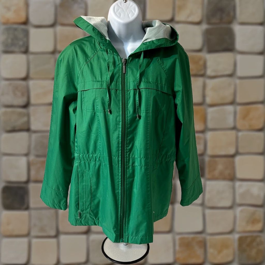 Vintage Raincoat Fleet Street LTD Hooded Women Size Petite Medium Green Full Zip RN5041 Size M / US 6-8 / IT 42-44 - 1 Thumbnail