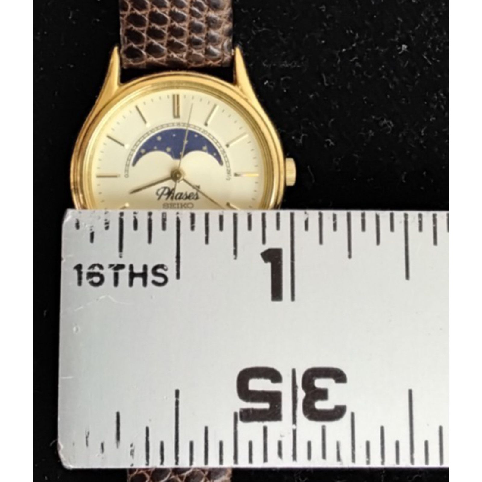 Seiko Seiko Quartz Moon Phases Wrist Watch Ladies Brown Lizard Size ONE SIZE - 12 Thumbnail