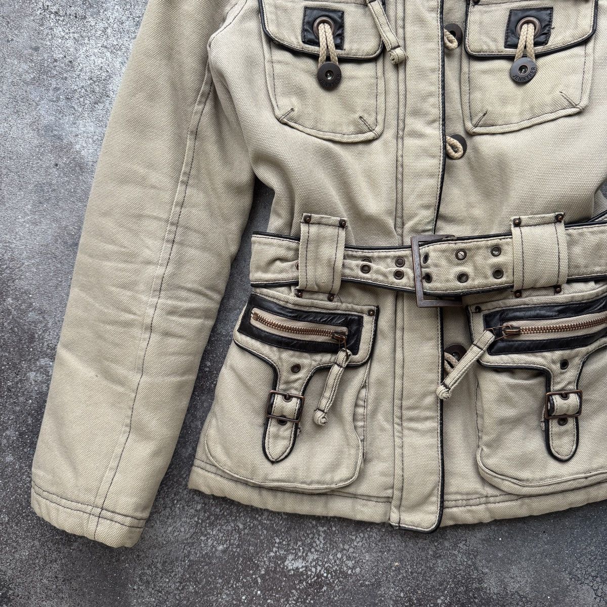 20471120 2000’s Aesthetic Vintage Faux Fur Utility Belted Jacket Size S / US 4 / IT 40 - 9 Thumbnail