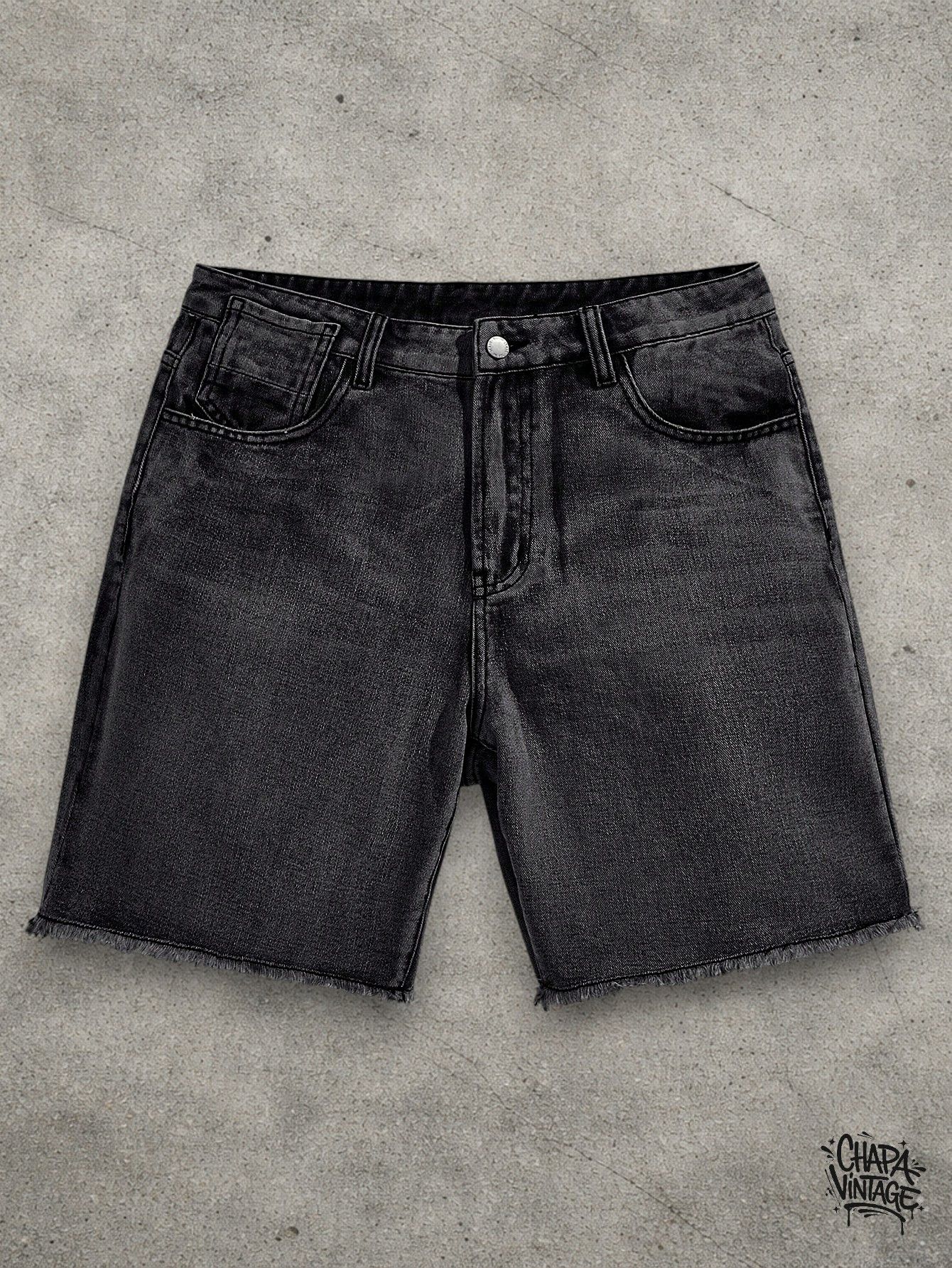 Vintage Ripped dark denim shorts Size US 32 / EU 48 - 1 Thumbnail
