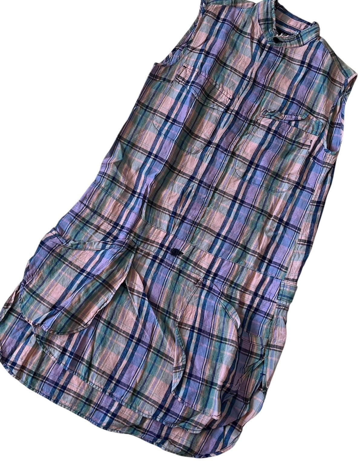 Yohji Yamamoto TAX FREE 🇺🇸 yohji yamamoto y’s sleveless plaid long shirt Size US S / EU 44-46 / 1 - 2 Thumbnail
