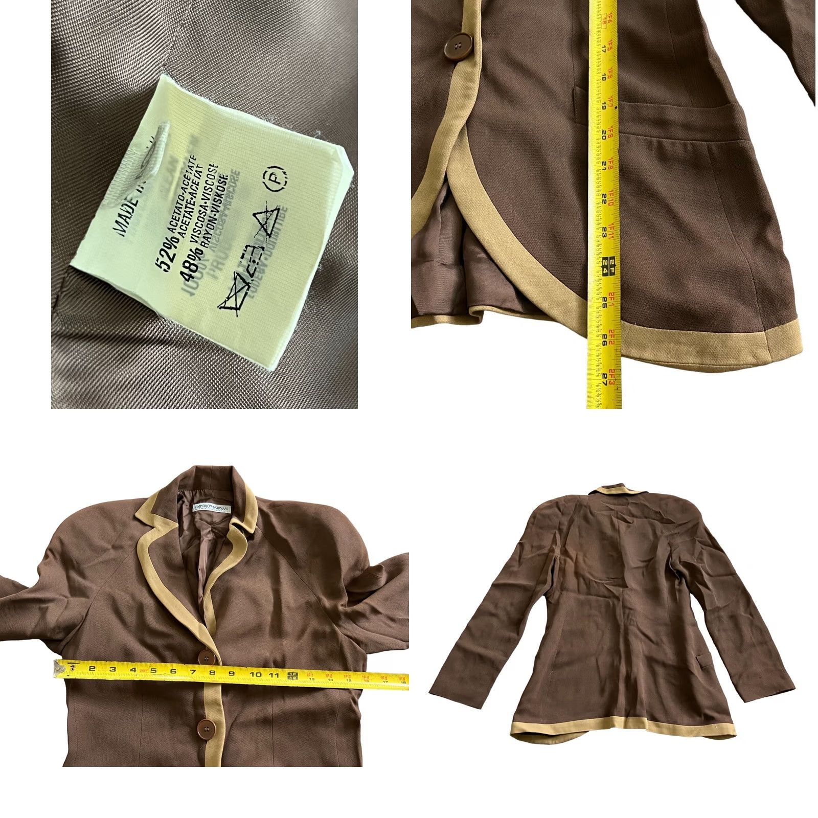 Emporio Armani Emporio Armani Blazer Brown 40 Long Sleeve 3-Front Button V-Neck Womens Shirt Jacket Italy Size S / US 4 / IT 40 - 8 Thumbnail
