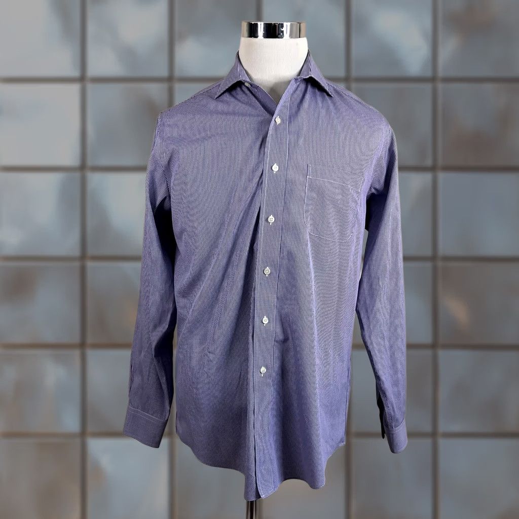 Brooks Brothers Brooks Brothers Regent Dress Shirt Purple Check 15.5 34 Non Iron Cotton Stretch Mens Size 42R - 1 Thumbnail