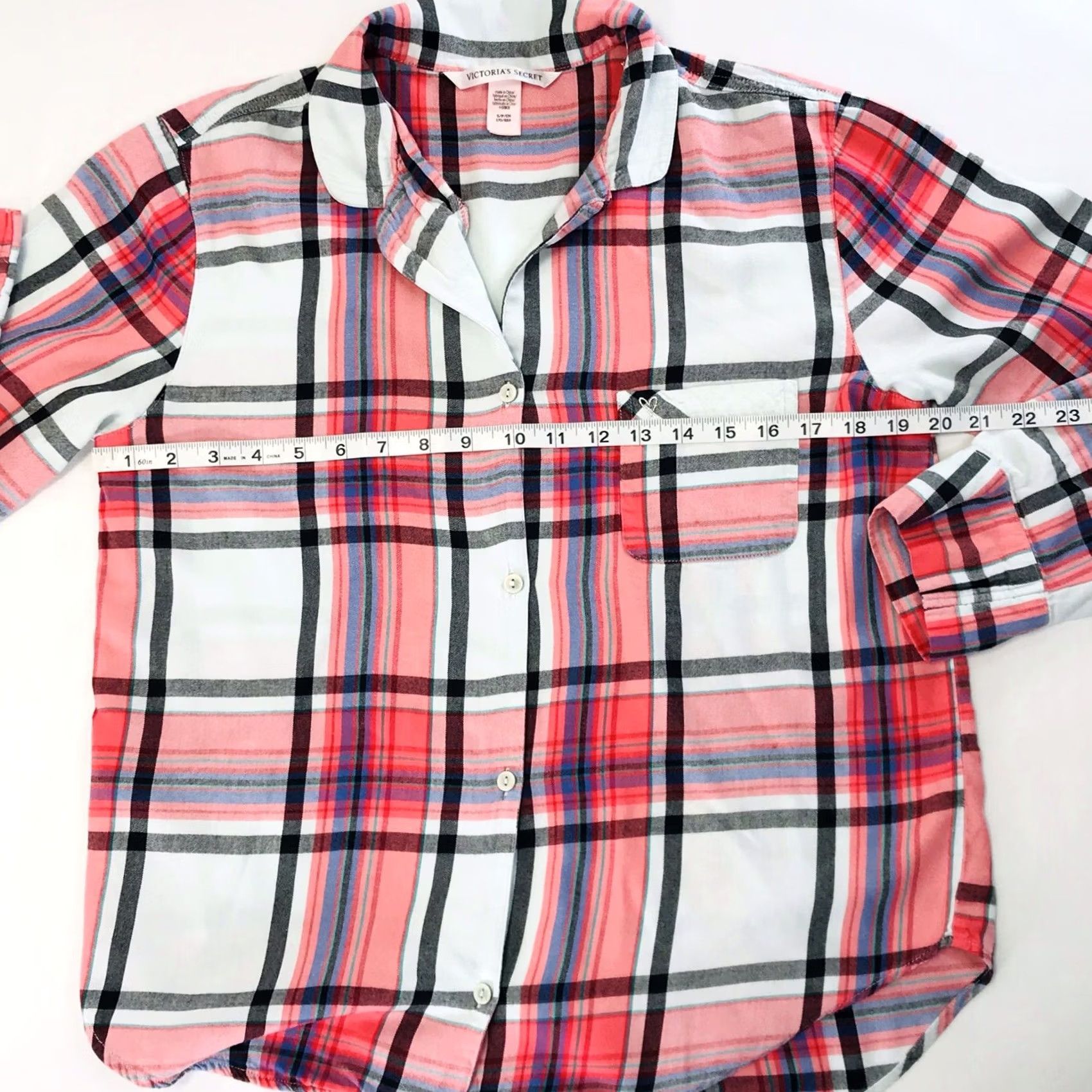 Victoria's Secret VS Pink Shirt Petite Small Plaid Long Sleeve Button Down Heart Embroidered Size S / US 4 / IT 40 - 6 Thumbnail
