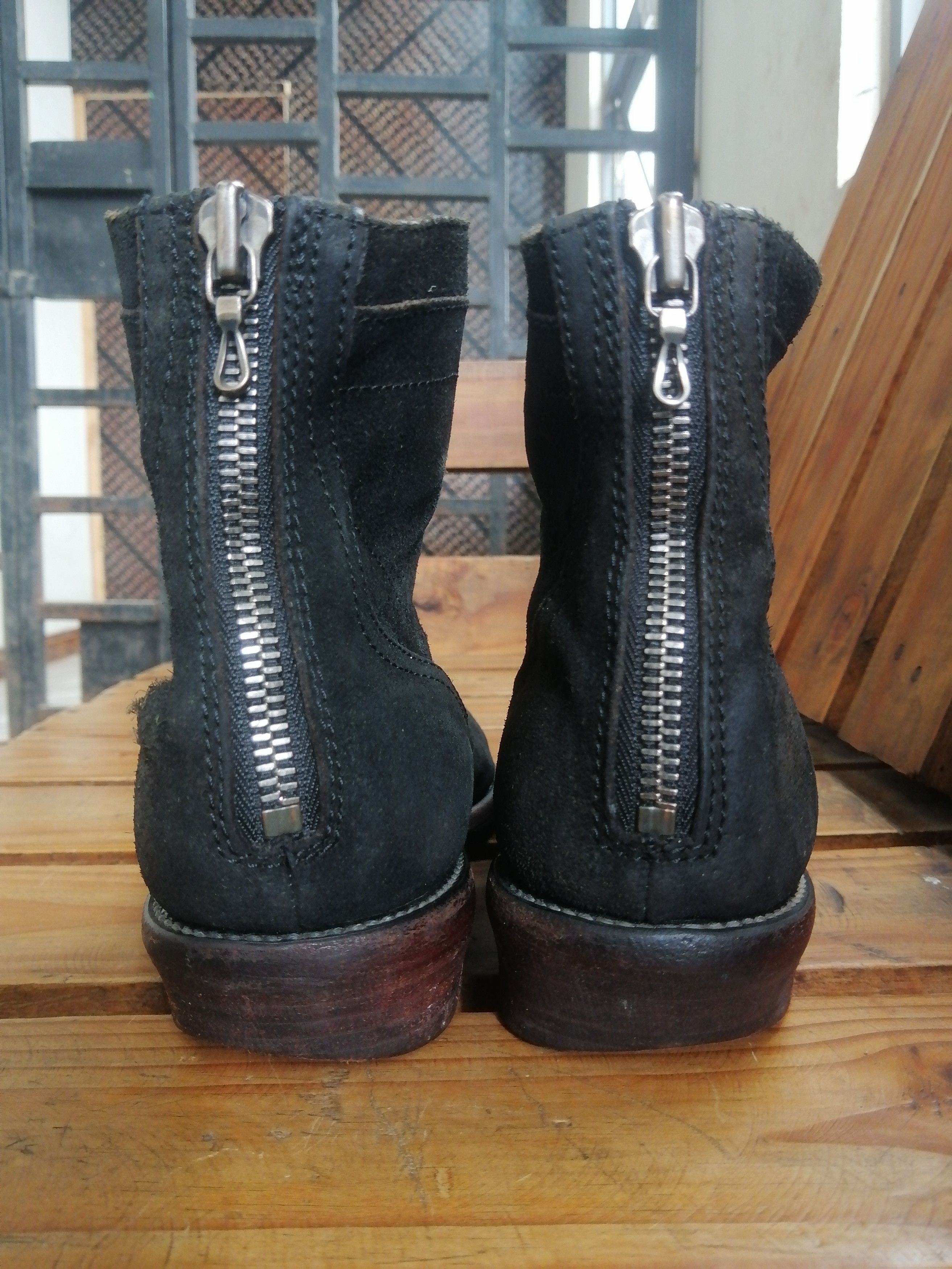 Julius Julius Dark Green Distressed Leather Zip Boots Fits EU 41 Size US 8 / EU 41 - 10 Thumbnail