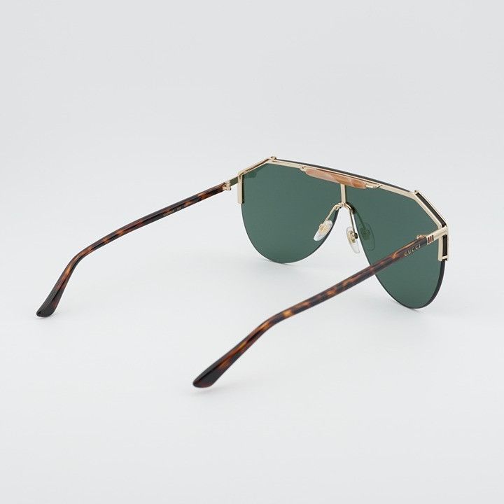 Gucci Gucci GG0584S 002 Sunglasses Gold Shield Frame, Green Lenses Size ONE SIZE - 4 Thumbnail