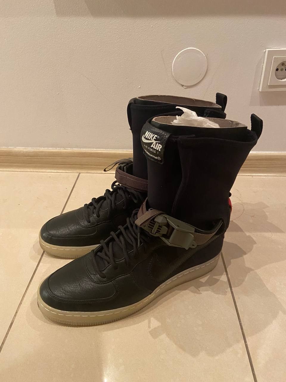 image of Acronym Air Force 1 Downtown Shoes in Black/Bright Crimson, Men's (Size 8)