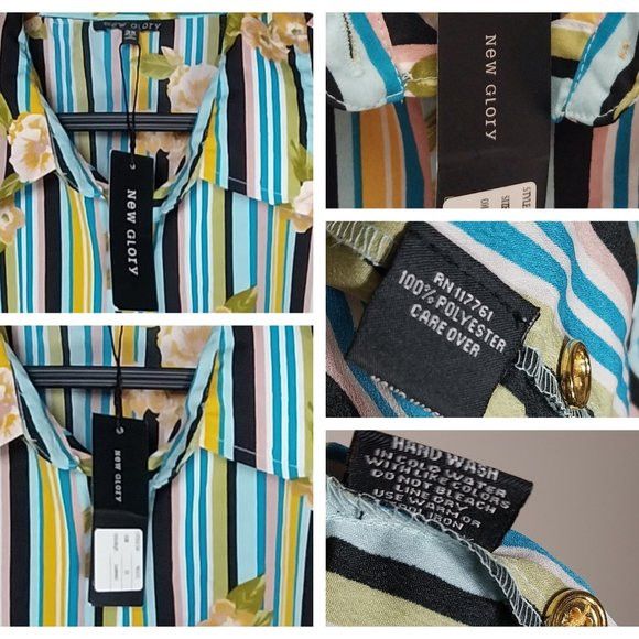 Other New Glory Womens 3X Wrap Tunic Blouse Blue Yellow Floral Size 3XL / US 20-22 - 4 Thumbnail