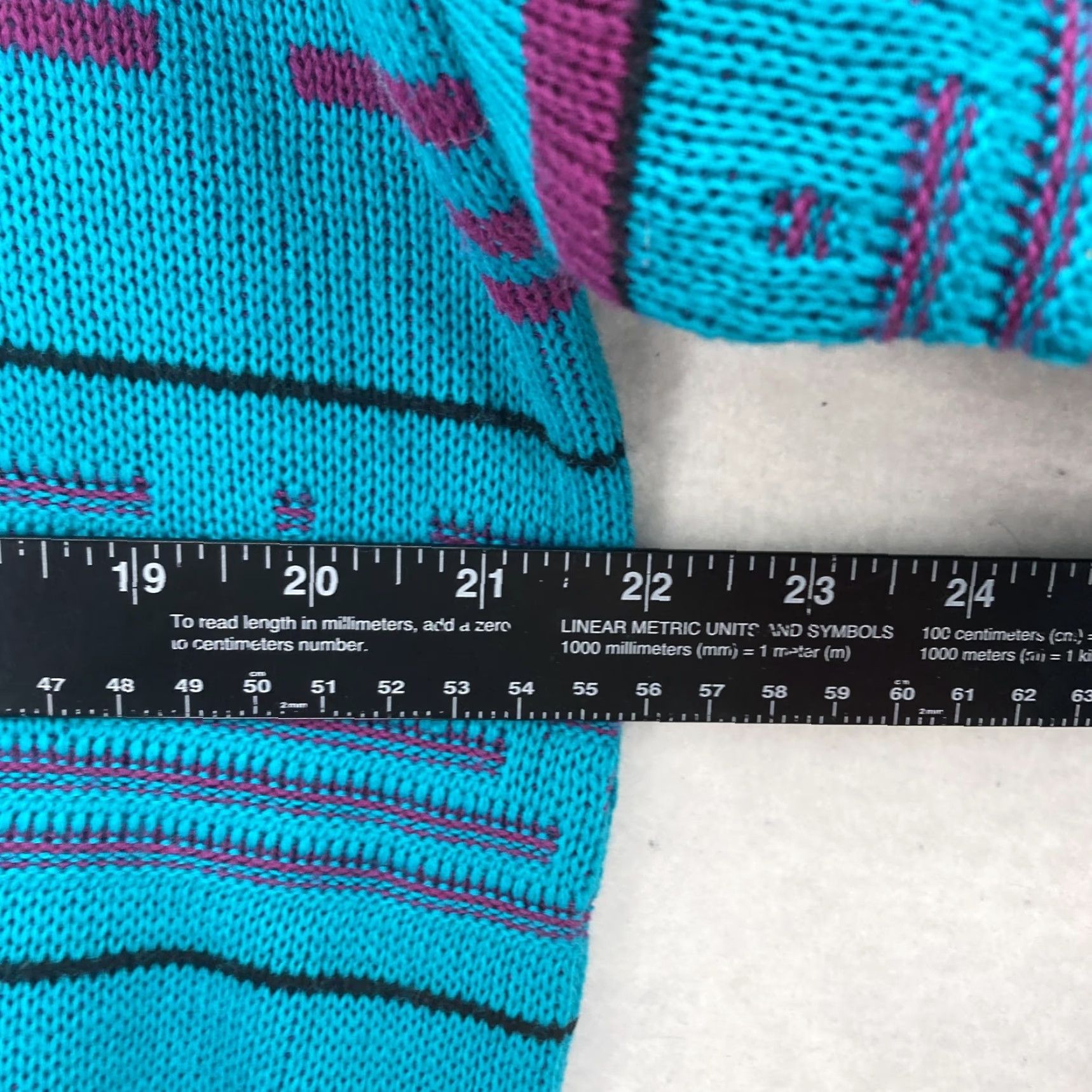 Vintage VINTAGE Meister Sweater Mens Large Teal Purple Geometric Wool Blend 90s Retro Crew Neck Knit Pullover Size US L / EU 52-54 / 3 - 5 Thumbnail