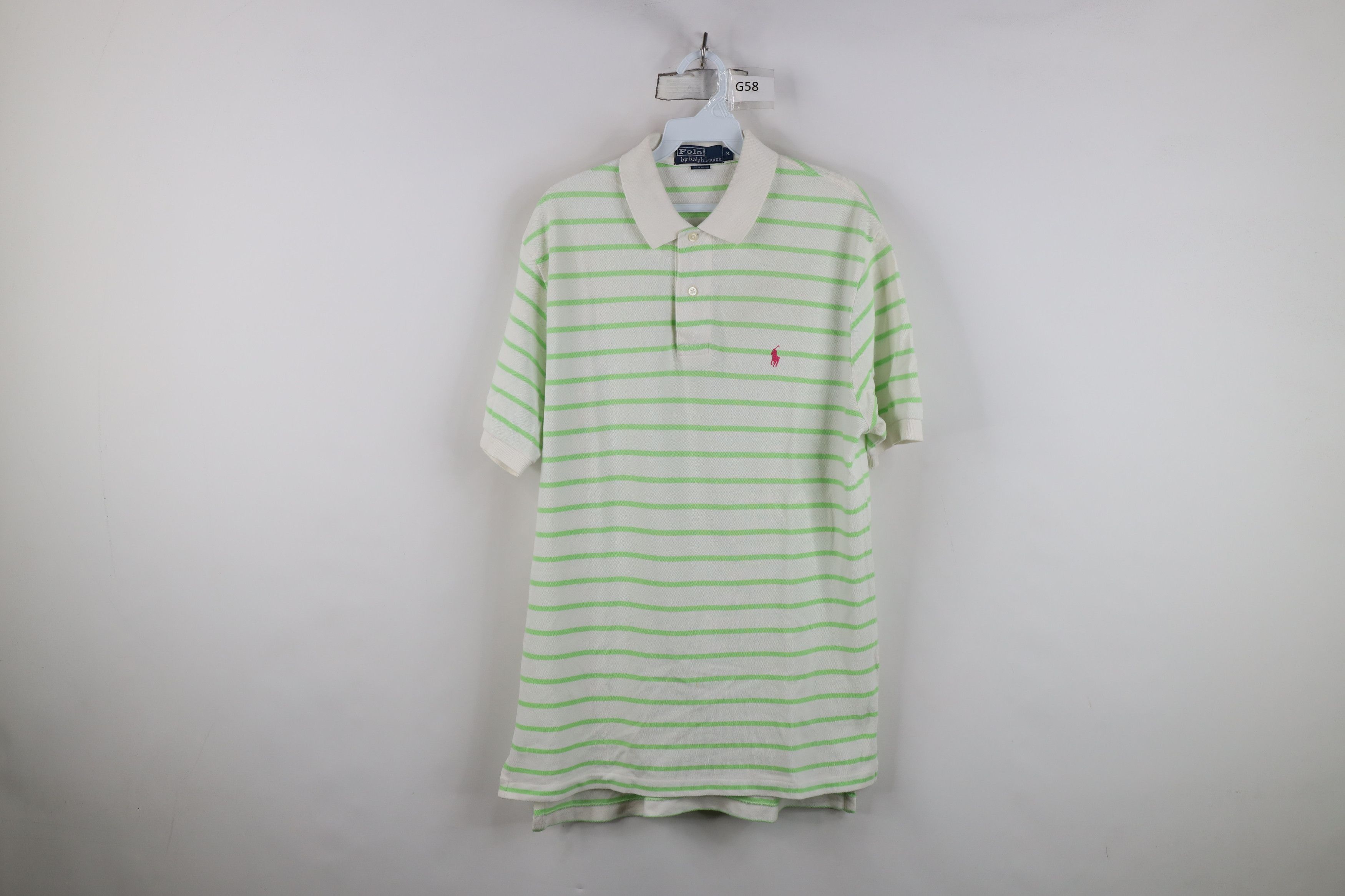 Vintage Ralph Lauren Cotton Striped Golf Polo Shirt White