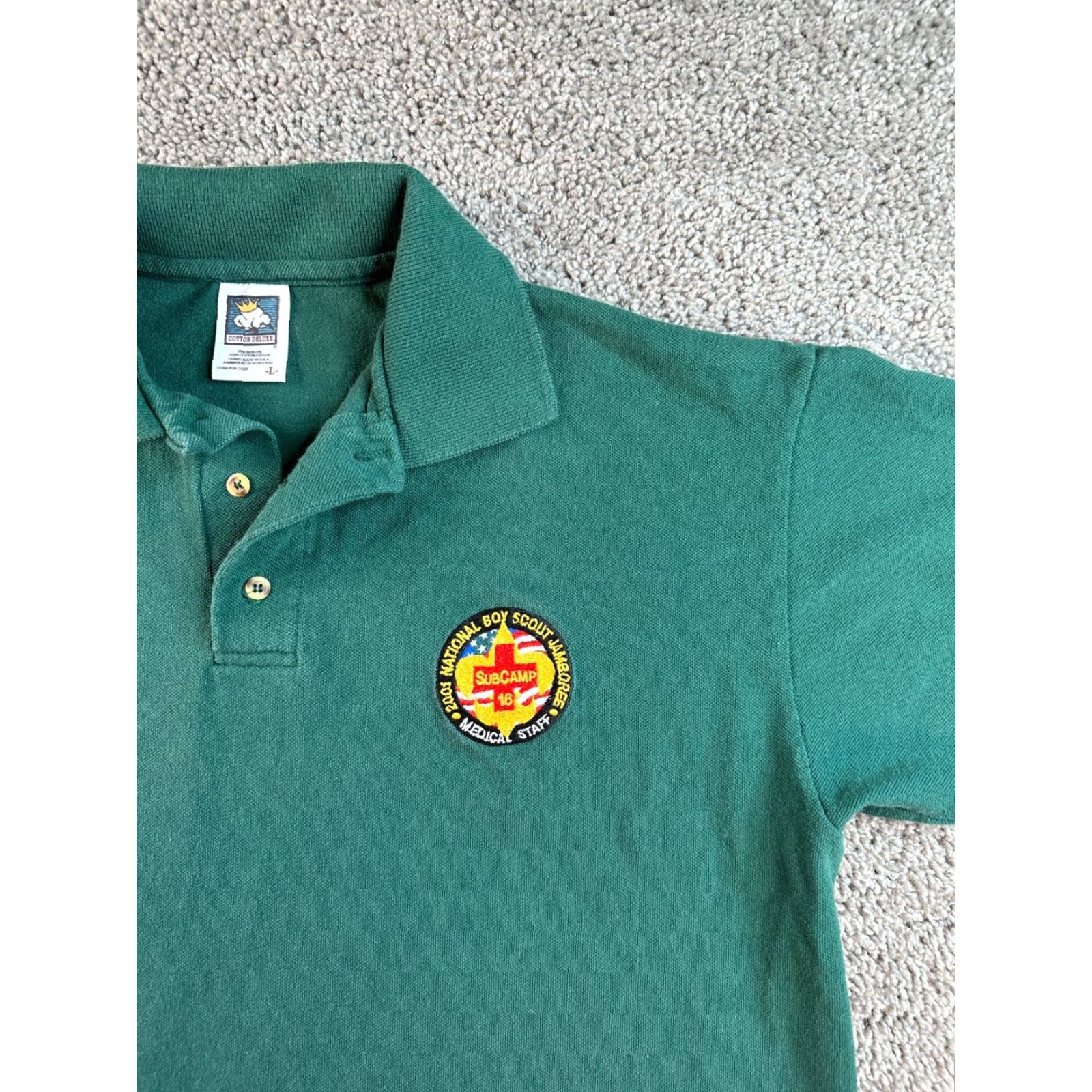 Vintage VINTAGE Cotton Deluxe Polo Shirt Mens Large Green 2001 Boy Scouts Logo Classic Shirt Mens Large Green Polo Size US L / EU 52-54 / 3 - 4 Thumbnail