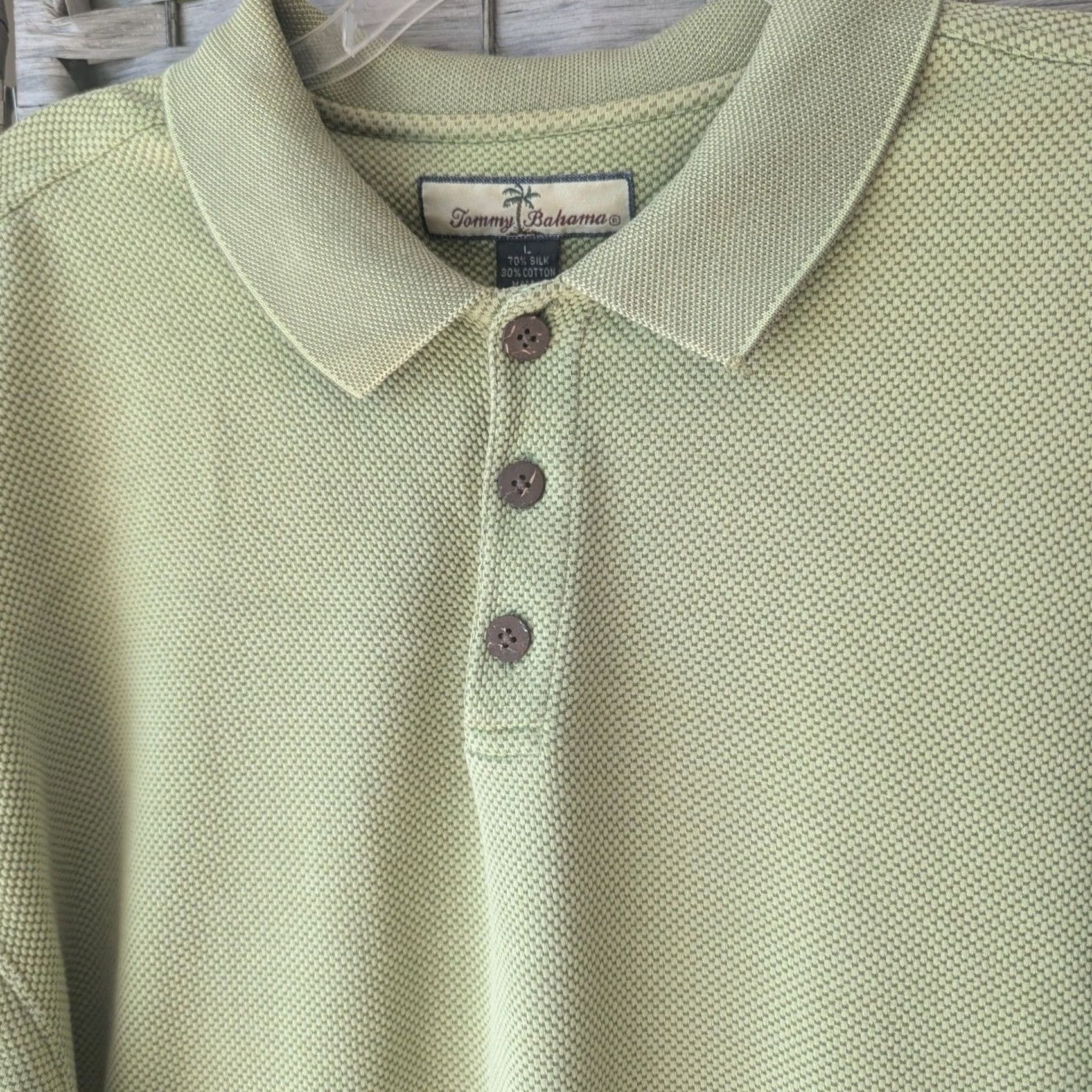 Tommy Bahama - Keep exact spelling and capitalization from original (Tommy Bahama Silk Polo Shirt - Green Sage Blend - Mens L) Size US L / EU 52-54 / 3 - 2 Thumbnail