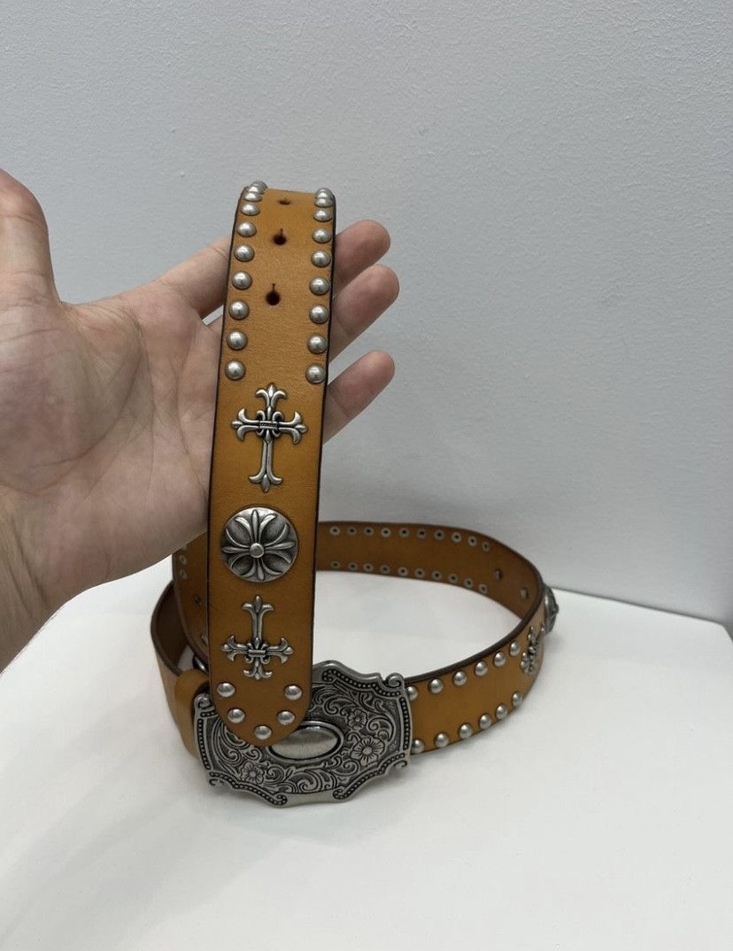 Japanese Brand Chrome Hearts Style Leather Belt Size 38 - 1 Thumbnail