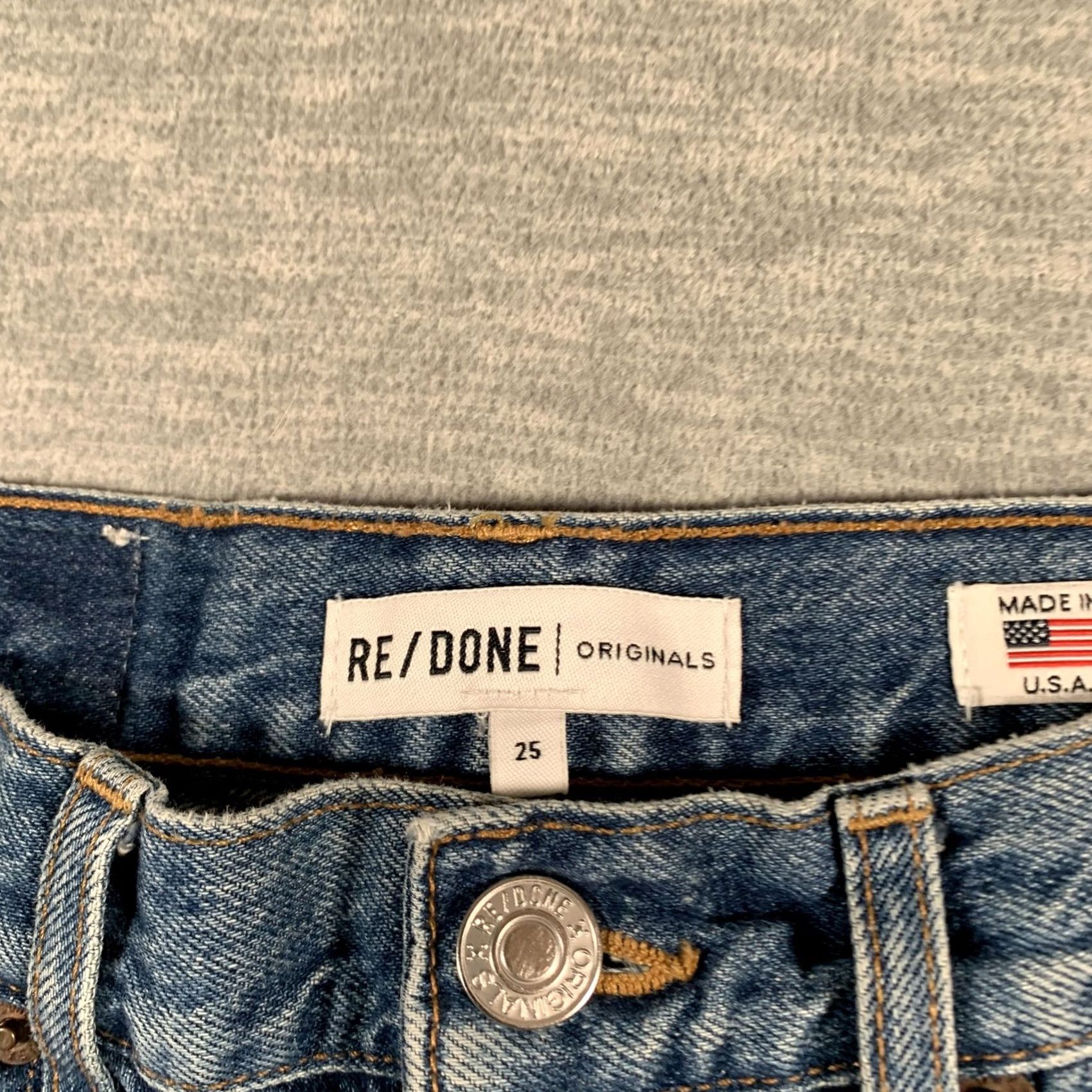 RE/DONE VINTAGE RE/DONE Jeans Womens 25 Blue Medium Wash High Rise Ankle Crop Raw Hem USA Size 42" / US 20 - 5 Thumbnail