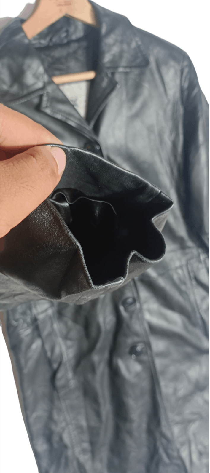 Genuine Leather × If Six Was Nine Vintage💥 Pantera X Black Leather Trench Coat Jacket Size US M / EU 48-50 / 2 - 5 Thumbnail