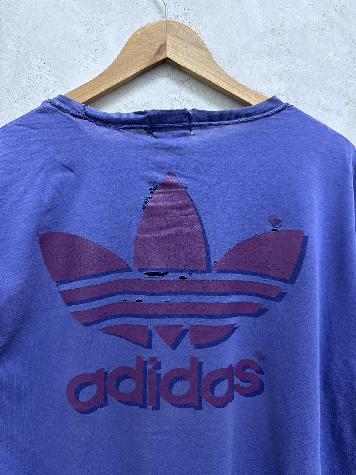 Adidas Vintage 90’s Distressed Adidas Descente Trefoil Thrashed Tee Size US M / EU 48-50 / 2 - 2 Thumbnail