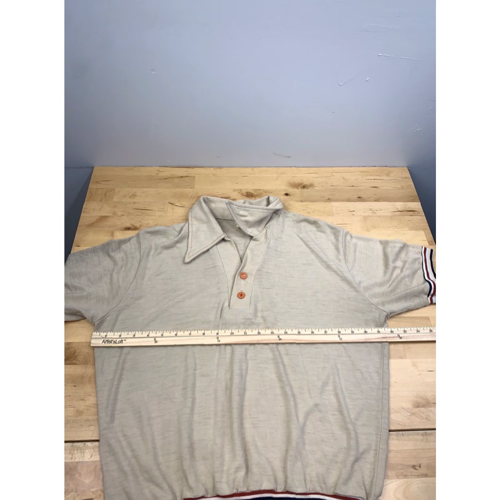 Vintage VINTAGE Stuart Mann Polo Shirt Mens L Beige Short Sleeve Collared Pullover 12260 Size US L / EU 52-54 / 3 - 5 Thumbnail