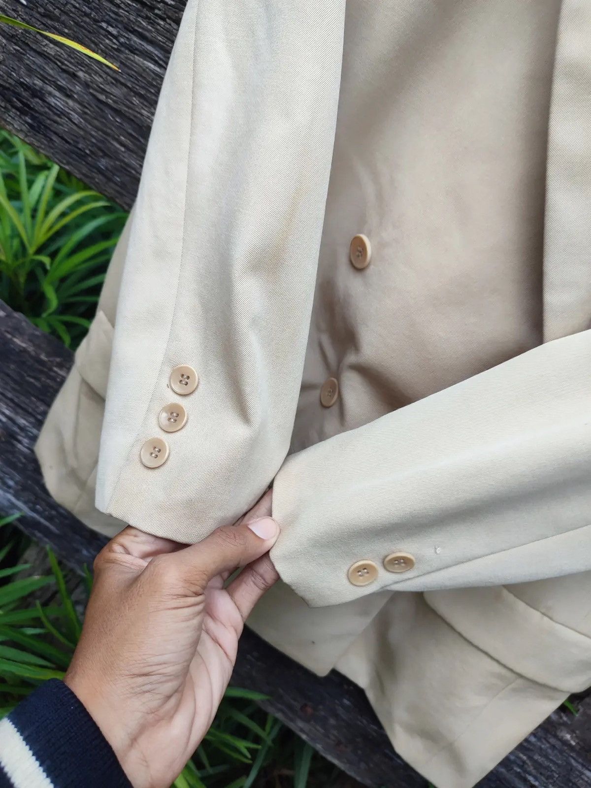 Issey Miyake Vintage Late 1980s Issey Sport Double-Breasted Beige Blazer Size M / US 6-8 / IT 42-44 - 7 Thumbnail