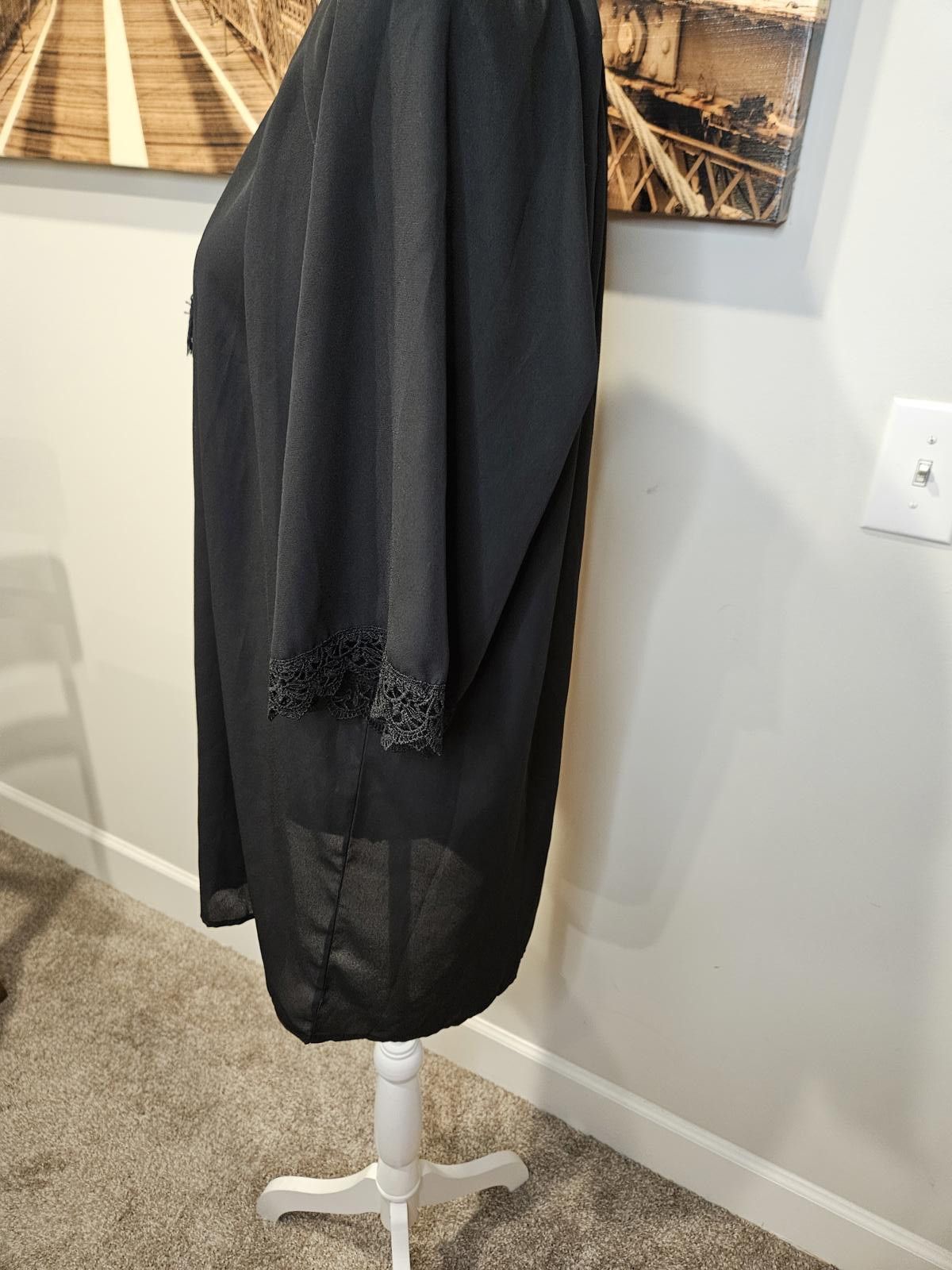 Designer Soteer Black Lace-Trim Tunic Coverup #501 Size ONE SIZE - 3 Thumbnail