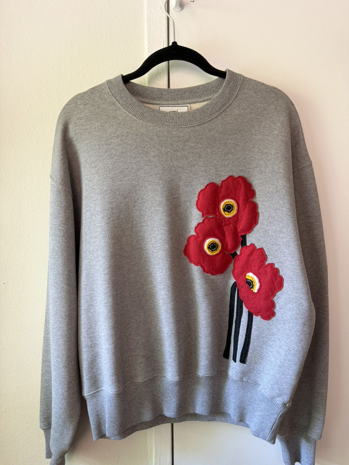 AMI AMI Alexandre Mattiussi Grey Floral Crewneck Sweatshirt Size US M / EU 48-50 / 2 - 1 Thumbnail
