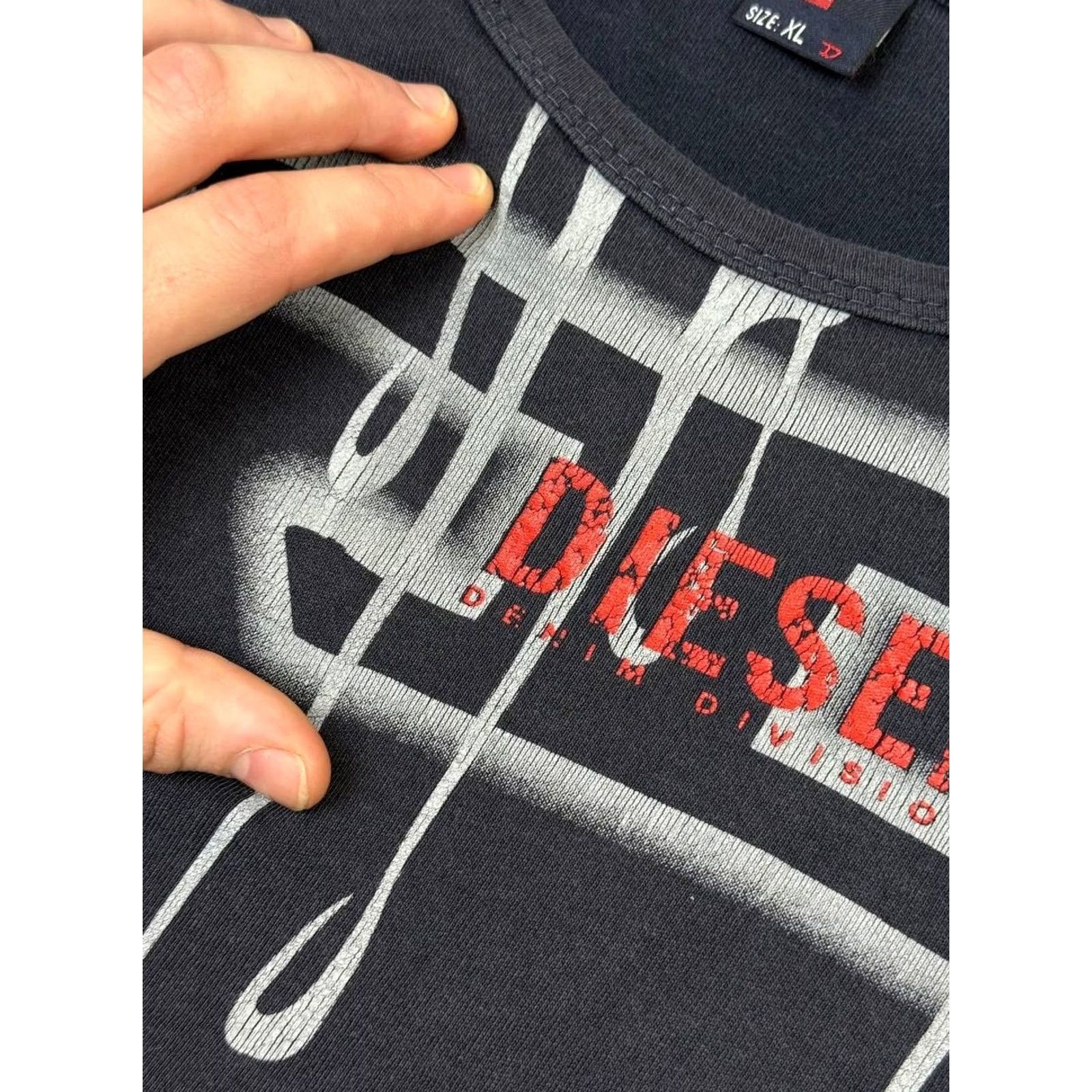 Diesel VINTAGE Diesel Logo T-Shirt Long Sleeve Crew Neck XL Blue Men 90s Decade Shirt Size US XL / EU 56 / 4 - 4 Thumbnail