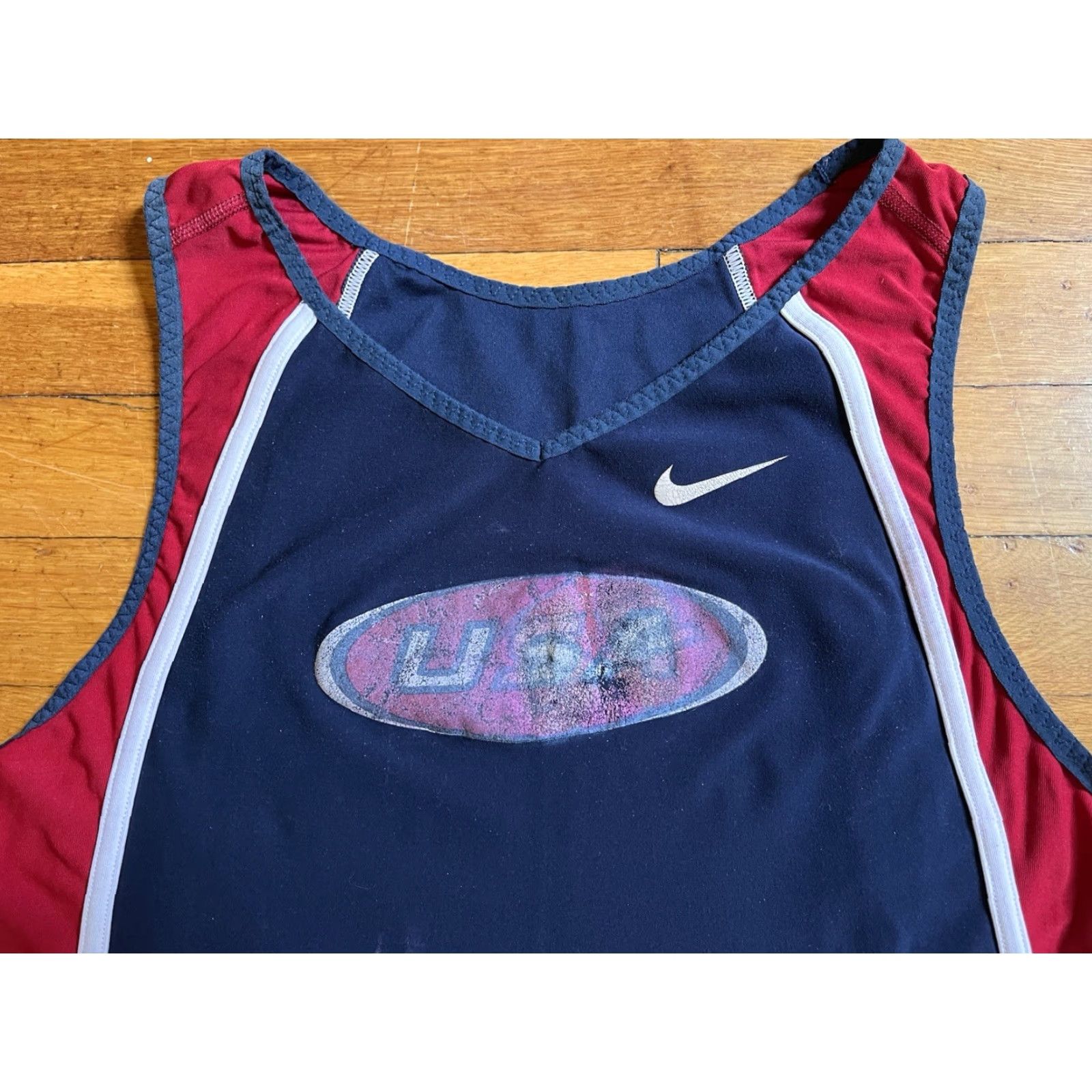 Nike VINTAGE Nike USA Olympic Team Track & Field Unisuit Singlet Mens XL Blue 90s USA Nike Singlet Tracksuit Athletic Size US 36 / EU 52 - 3 Thumbnail
