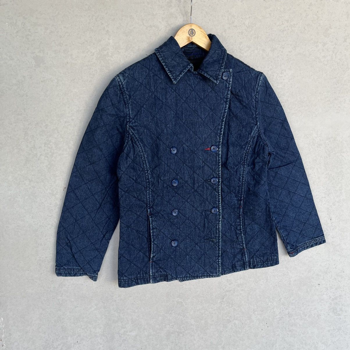 Other Vintage 90s Navy Quilted Denim Jacket Size M Size US M / EU 48-50 / 2 - 3 Thumbnail