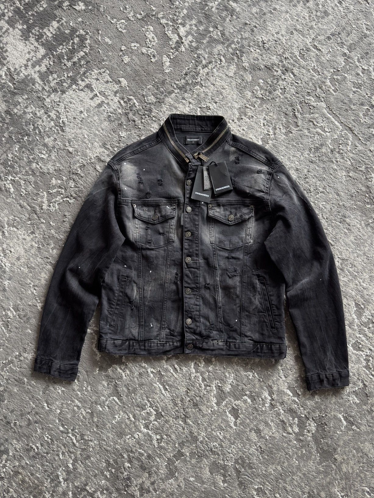 Dsquared2 Dsquared2 Dan Jean Black Denim Jacket Size 54 L Rrp~1050€ Size US L / EU 52-54 / 3 - 1 Thumbnail