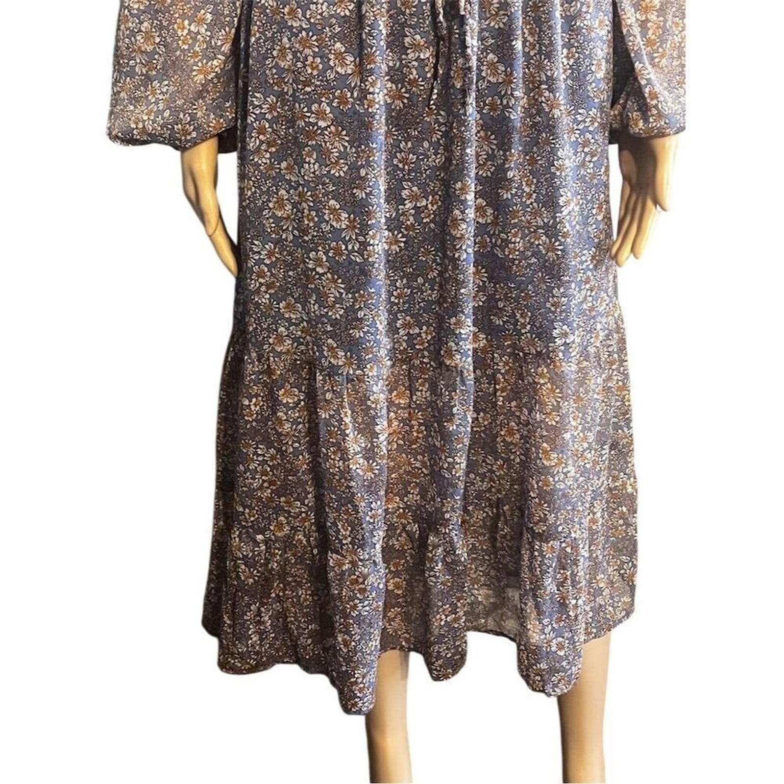 Nunn Bush Blush Women's M Floral Smocked Long Sleeve Midi Dress Boho Size M / US 6-8 / IT 42-44 - 4 Thumbnail