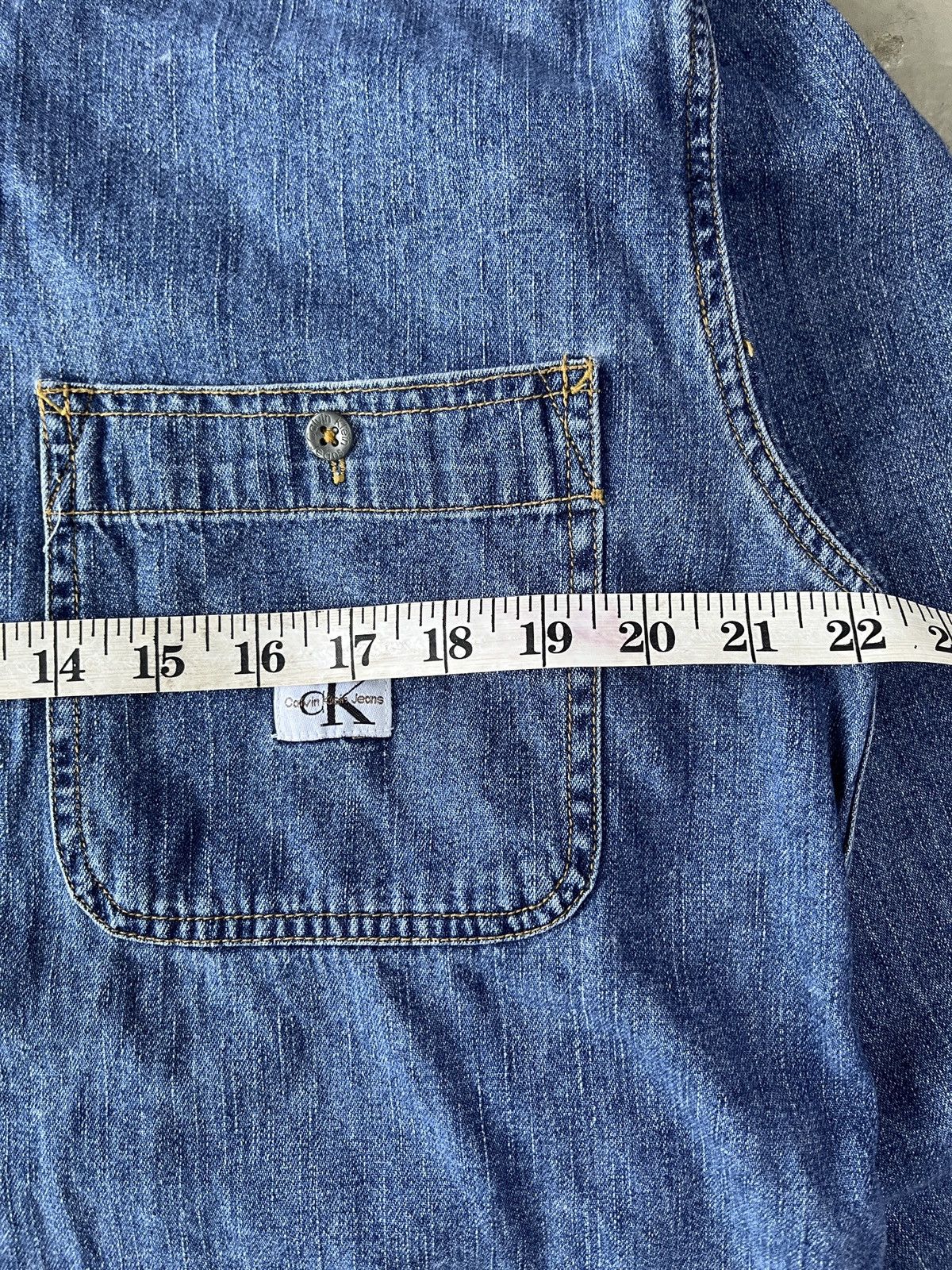 Calvin Klein Vintage Calvin Klein Indigo Denim Mandarin Collar Chambray Size US L / EU 52-54 / 3 - 4 Thumbnail