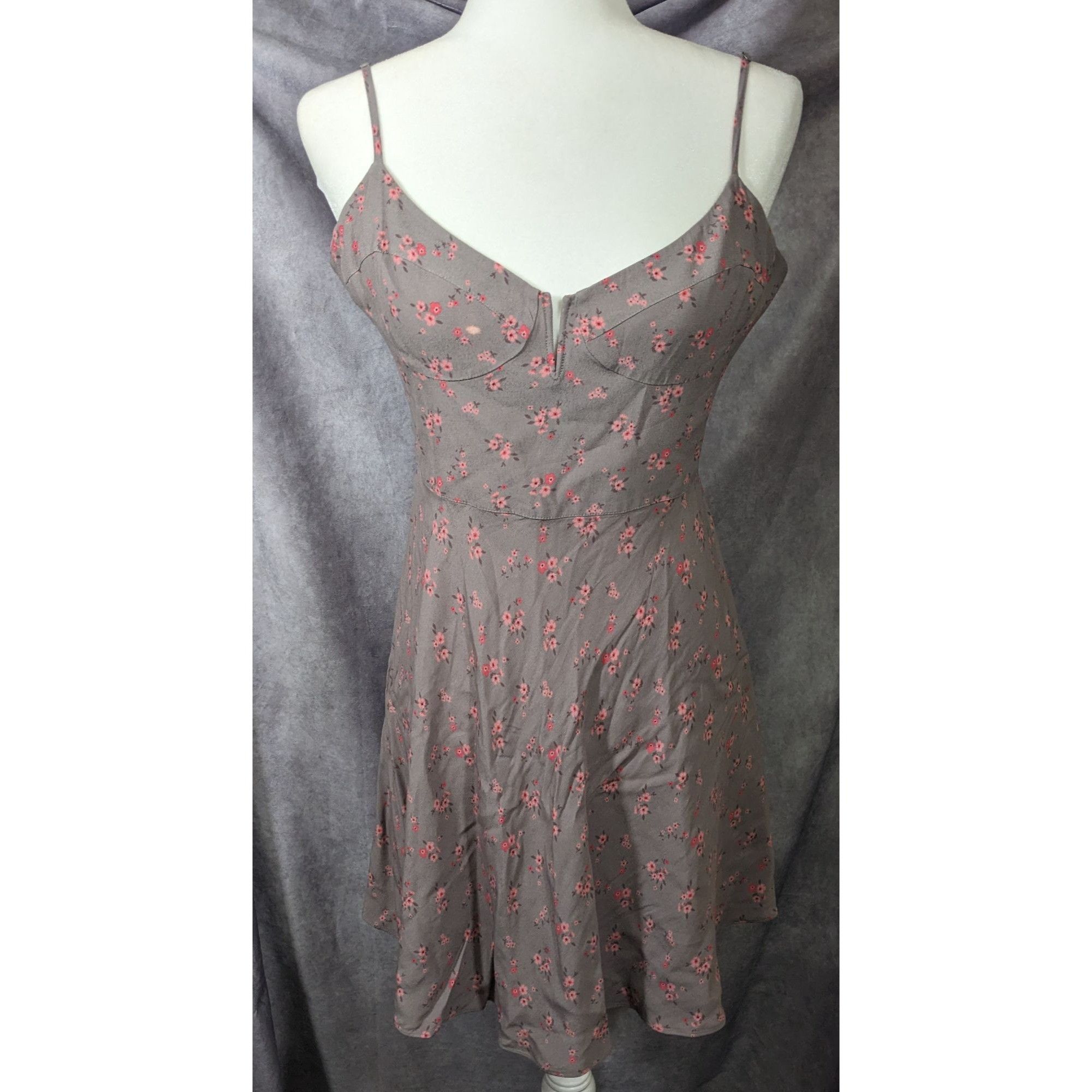 Other Blue Life Coquette Grey And Pink Floral Retro Summer Dress S Size M / US 6-8 / IT 42-44 - 9 Thumbnail