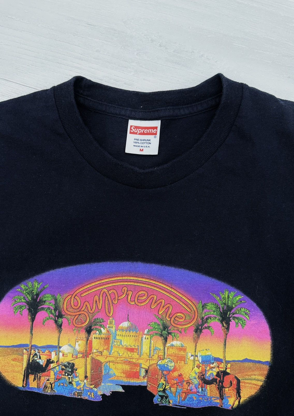 Supreme Supreme " Mirage " Golden Palace Castle Logo Tee Navy SS17 Size US M / EU 48-50 / 2 - 3 Thumbnail
