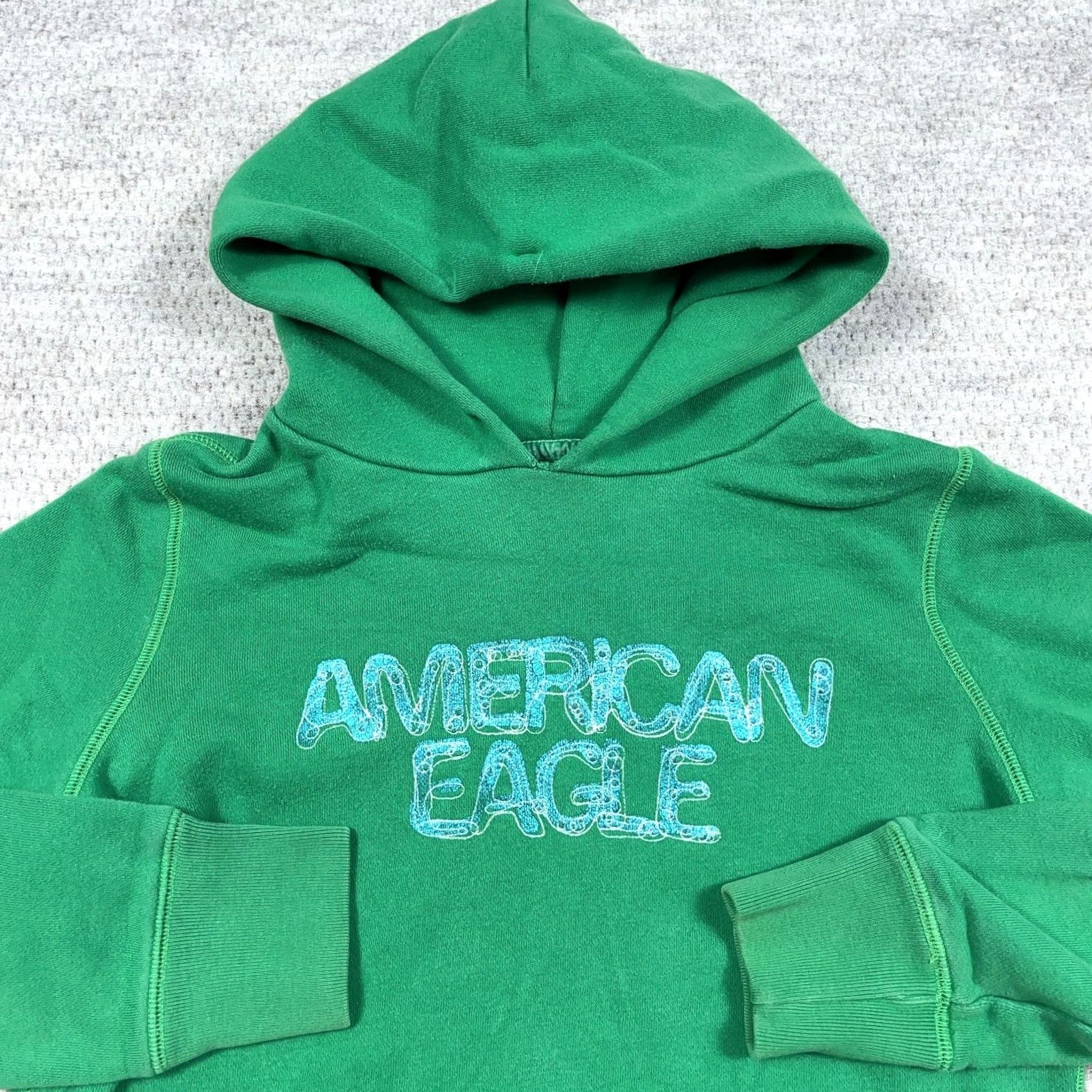 American Eagle Outfitters VINTAGE American Eagle Outfitters Hooded Sweatshirt Hoodie Women M Green 2000s Spellout Logo Pockets Size M / US 6-8 / IT 42-44 - 6 Thumbnail