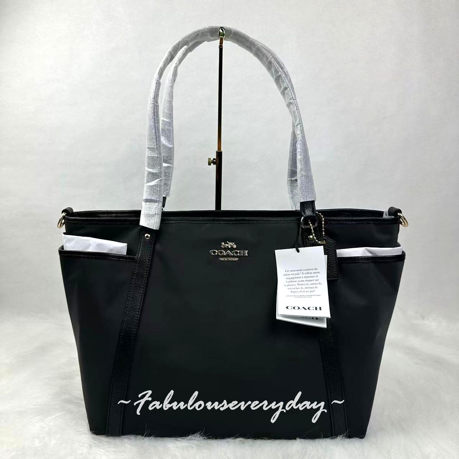 Coach Coach Baby Bag Shoulder Bag Nylon and Leather Silver/Black Size ONE SIZE - 1 Thumbnail