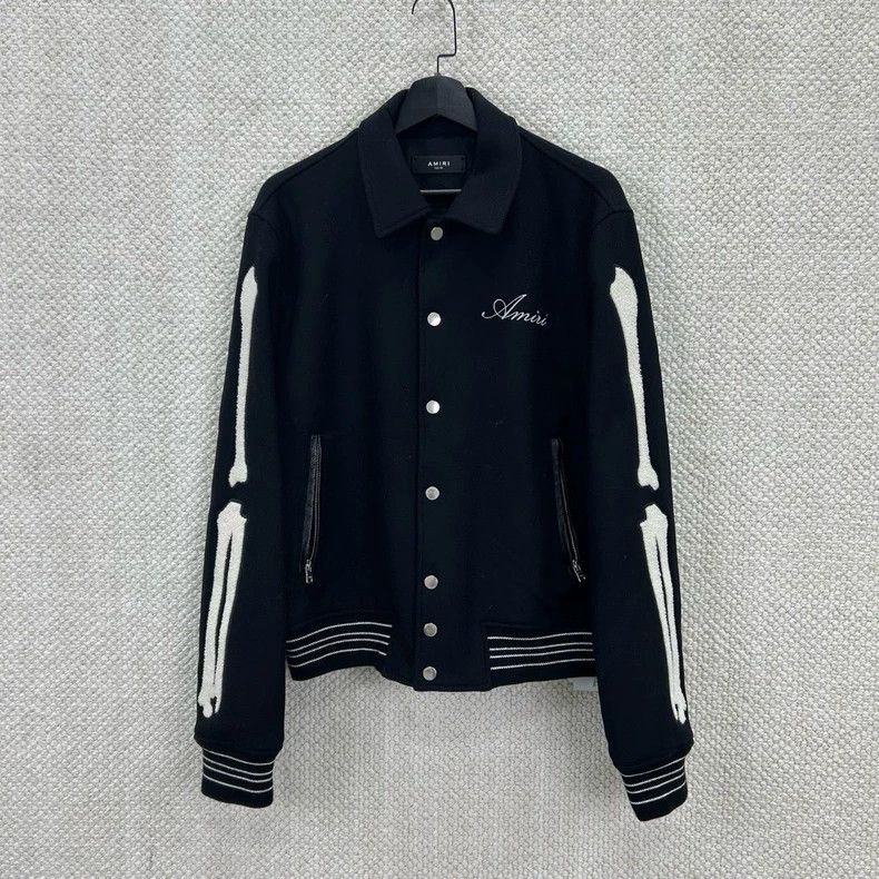 Amiri Amiri black bone baseball jacket Size US M / EU 48-50 / 2 - 1 Thumbnail