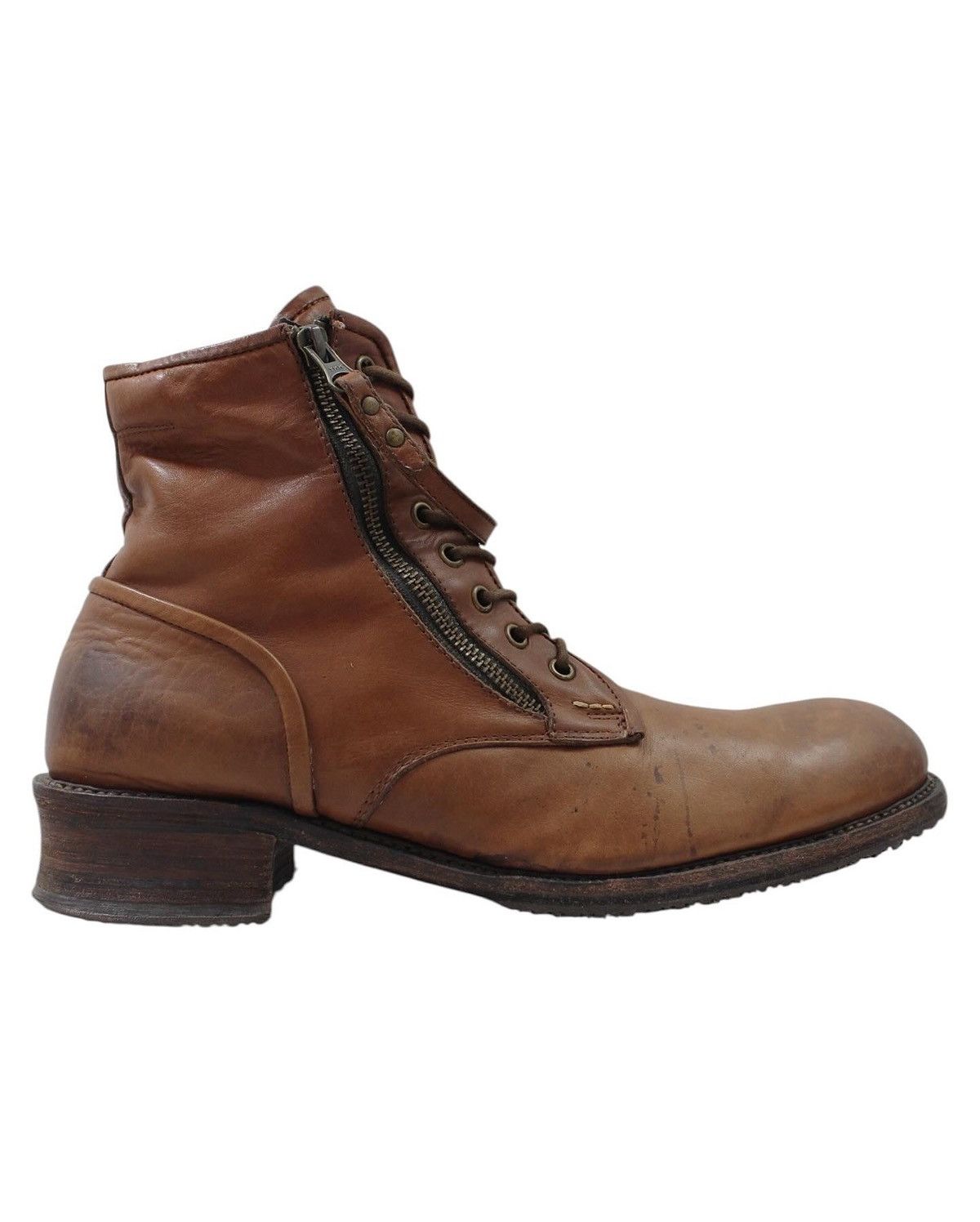 2000S ALFREDOBANNISTER DOUBLE SIDE-ZIP LEATHER BOOTS