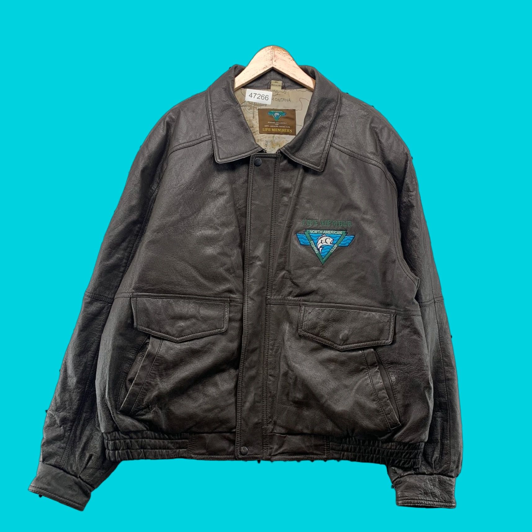 Vintage VINTAGE Life Members Bomber Jacket Mens 2XL Brown River Map Liner Jacket Size US XXL / EU 58 / 5 - 1 Thumbnail