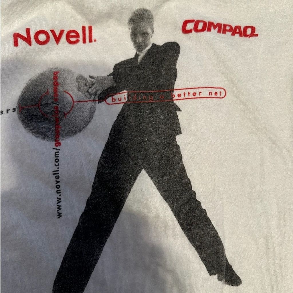 Vintage Novell Compaq Tee Oneita Power-T XL White 90s Tech Promo Size US XL / EU 56 / 4 - 6 Thumbnail