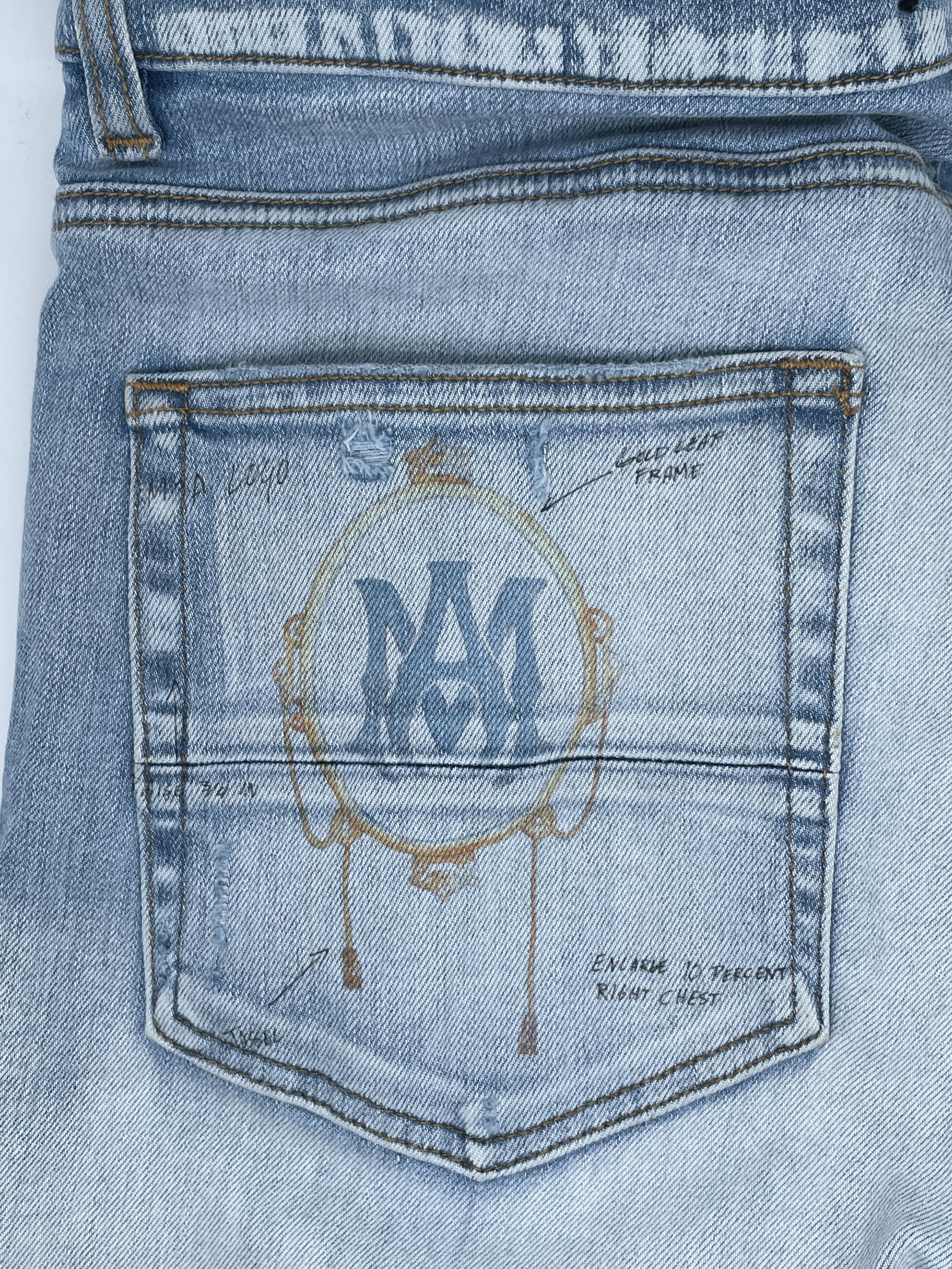Amiri AMIRI (Zig Zag Light Indigo Jeans) Size US 34 / EU 50 - 13 Thumbnail