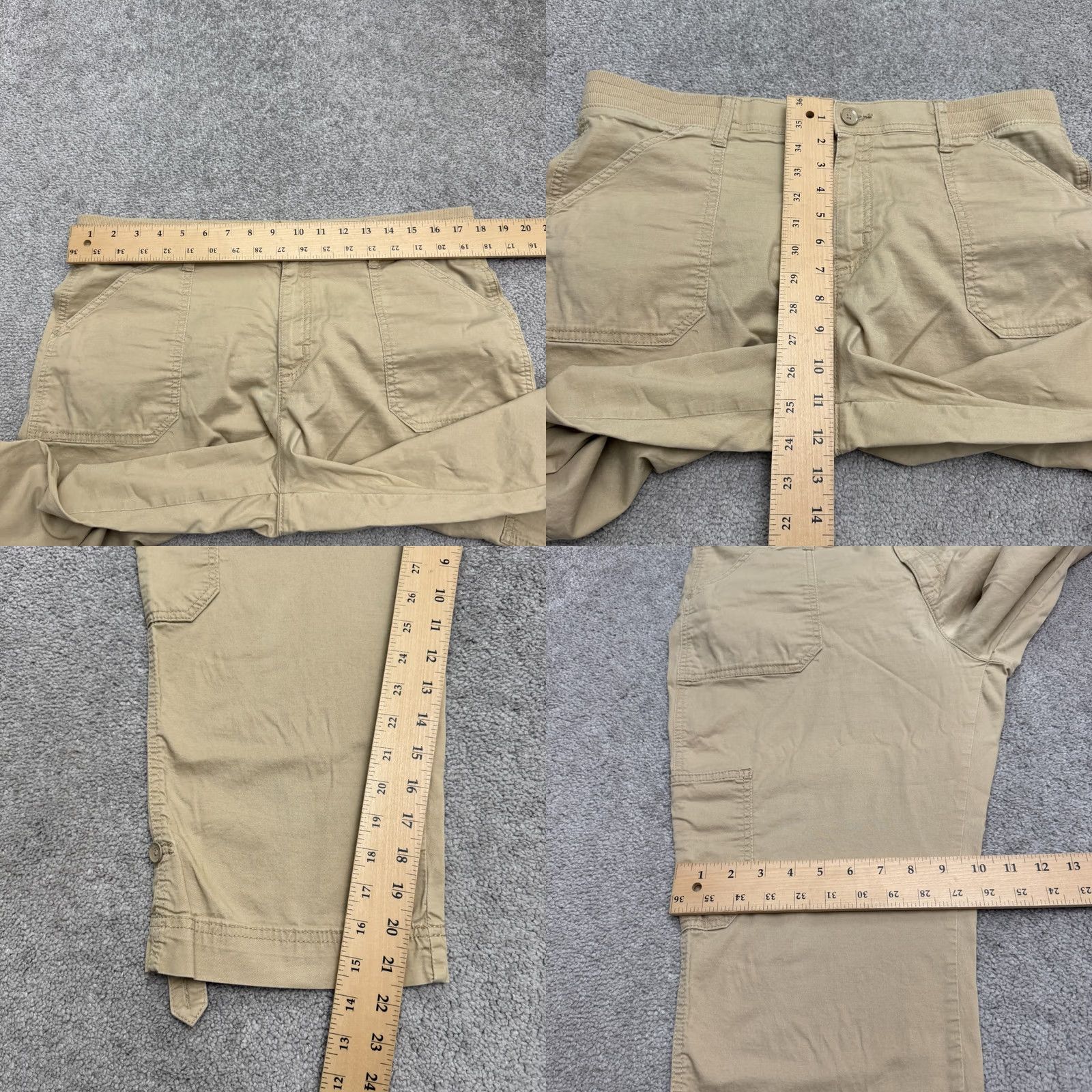 Lee Lee Cargo Capri Cropped Pants Womens Medium Khaki Cotton Relaxed Fit Size 32" / US 10 / IT 46 - 8 Thumbnail