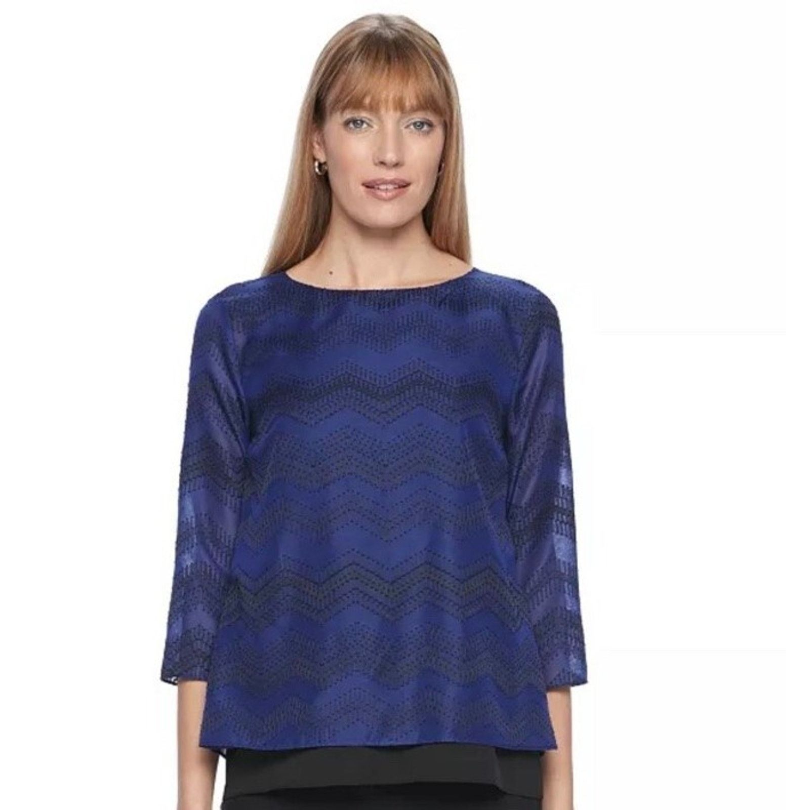 & Other Stories Dana Buchman Split Back Layered Top 3/4 sleeve 2X A001437 Size XXL / US 16-18 / IT 52-54 - 1 Thumbnail