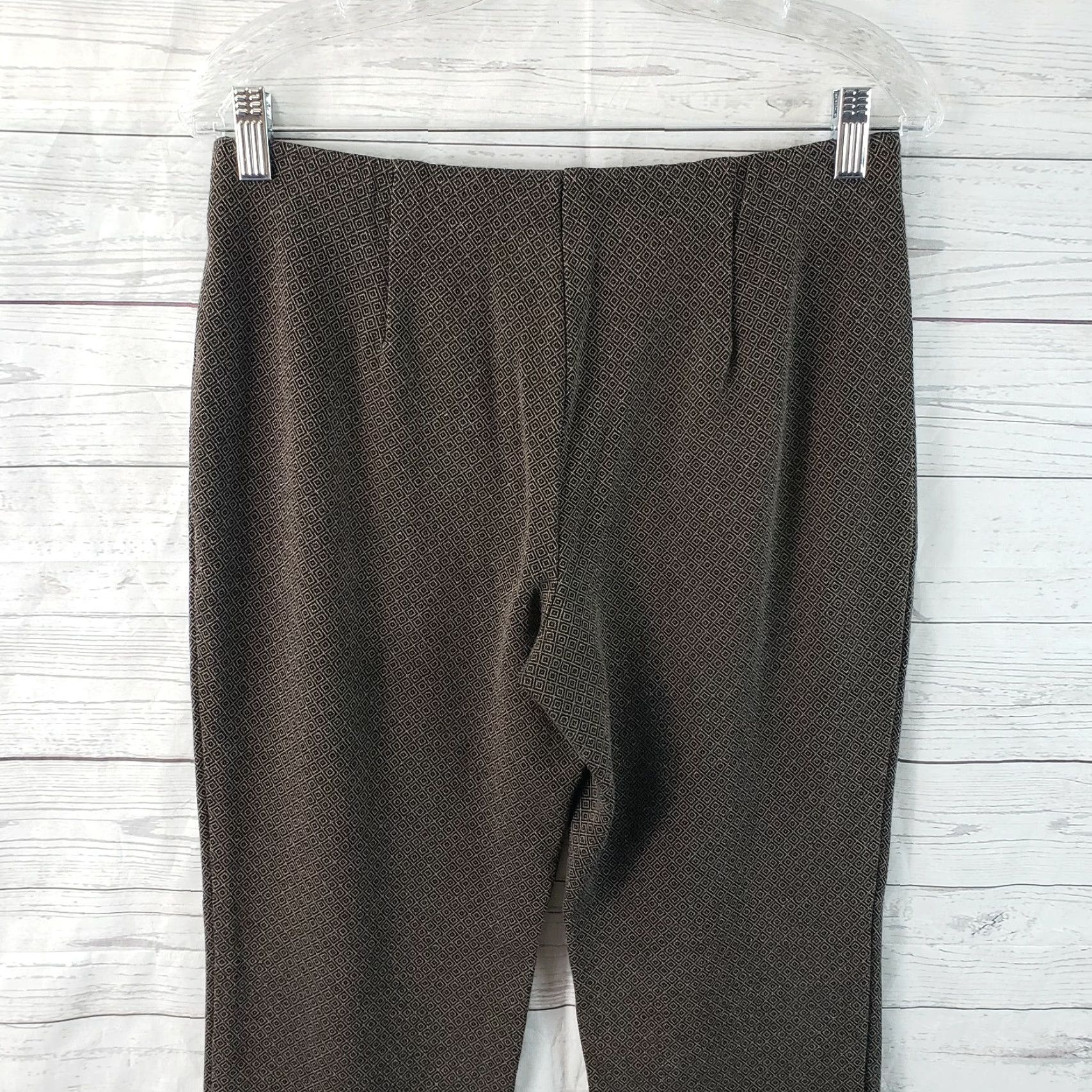 J. Jill J Jill Womens Ponte Slim Leg Pants Sz Small Black Tan Geometric Pull On Mid Rise Pants Womens Small Black Geometric 90s? Size 28" / US 6 / IT 42 - 4 Thumbnail