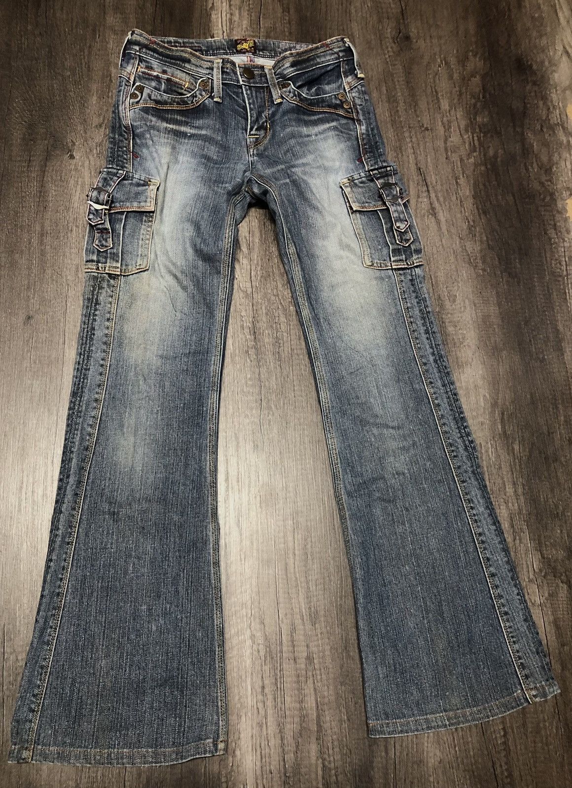 Japanese Brand Brappers Flare Japanese Jeans Cargo Style Size 28" / US 6 / IT 42 - 3 Thumbnail