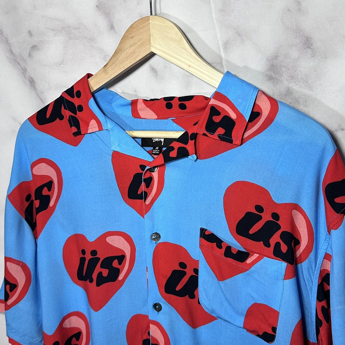 Cactus Plant Flea Market × Stussy Blue Heart Camp Collar S/S Shirt Size US M / EU 48-50 / 2 - 2 Thumbnail