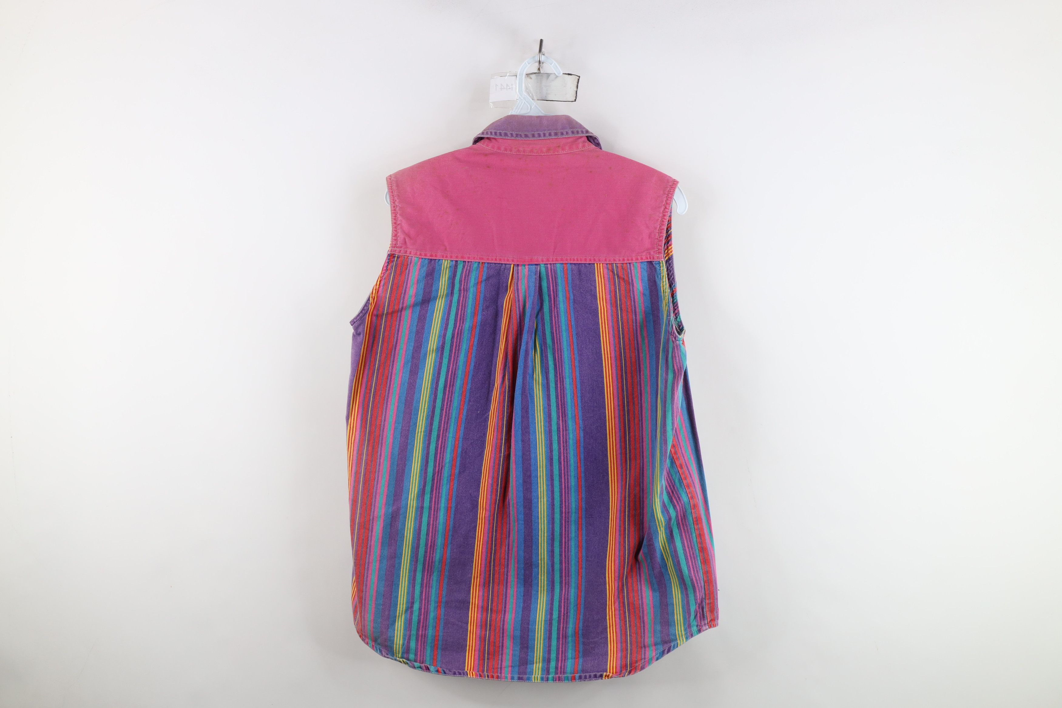 Vintage Vintage 90s Streetwear Rainbow Sleeveless Button Shirt Size M / US 6-8 / IT 42-44 - 10 Thumbnail