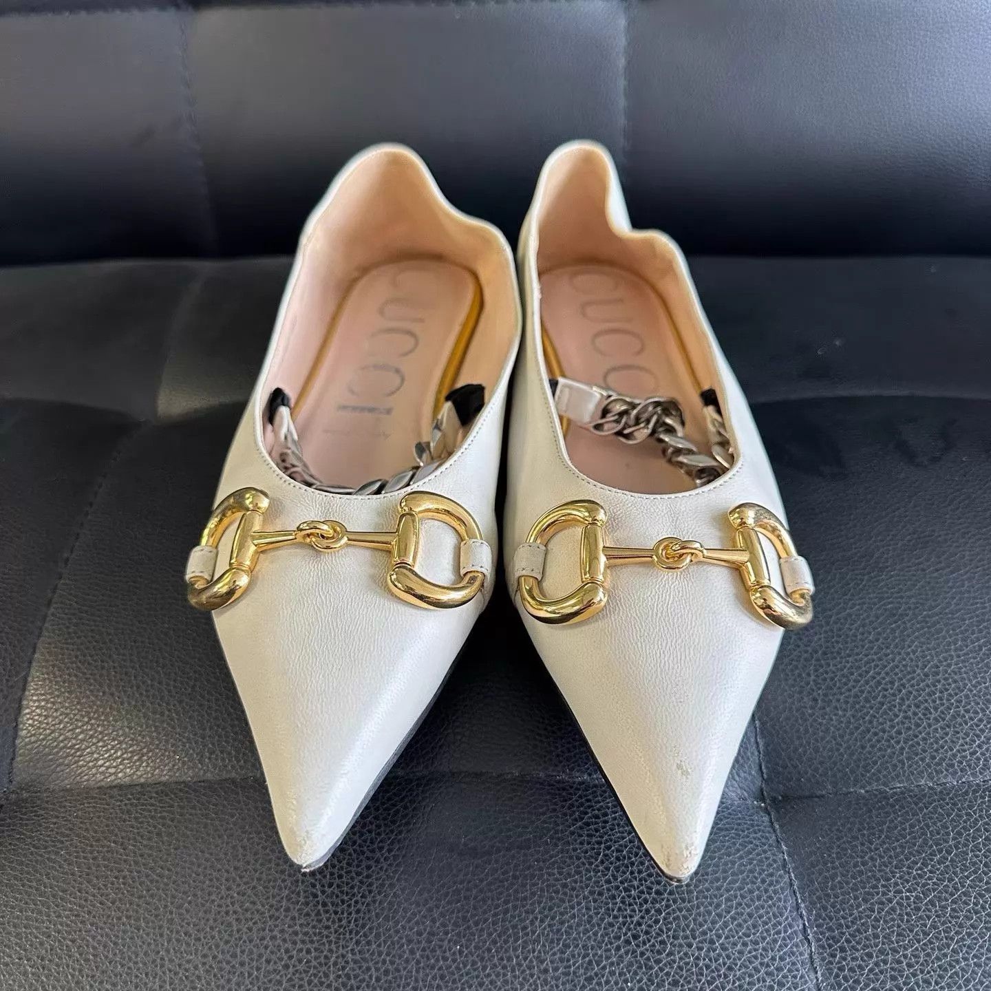 Gucci Gucci Horsebit Chain Pointed Toe Flat 38 Size US 7.5 / IT 37.5 - 2 Thumbnail