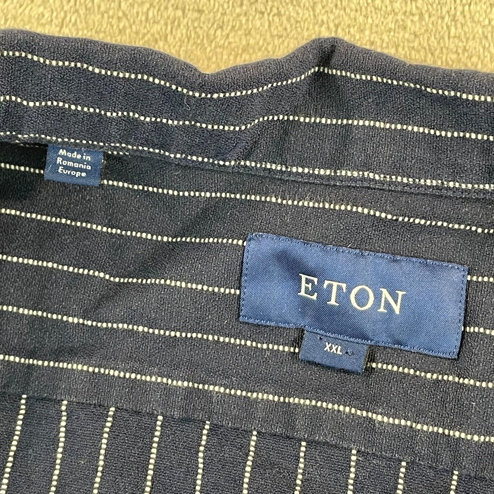 Eton VINTAGE ETON Overshirt Shirt Jacket Zip Up Men 2XL Blue Pinstripe Linen Blend Designer Size US XXL / EU 58 / 5 - 5 Thumbnail