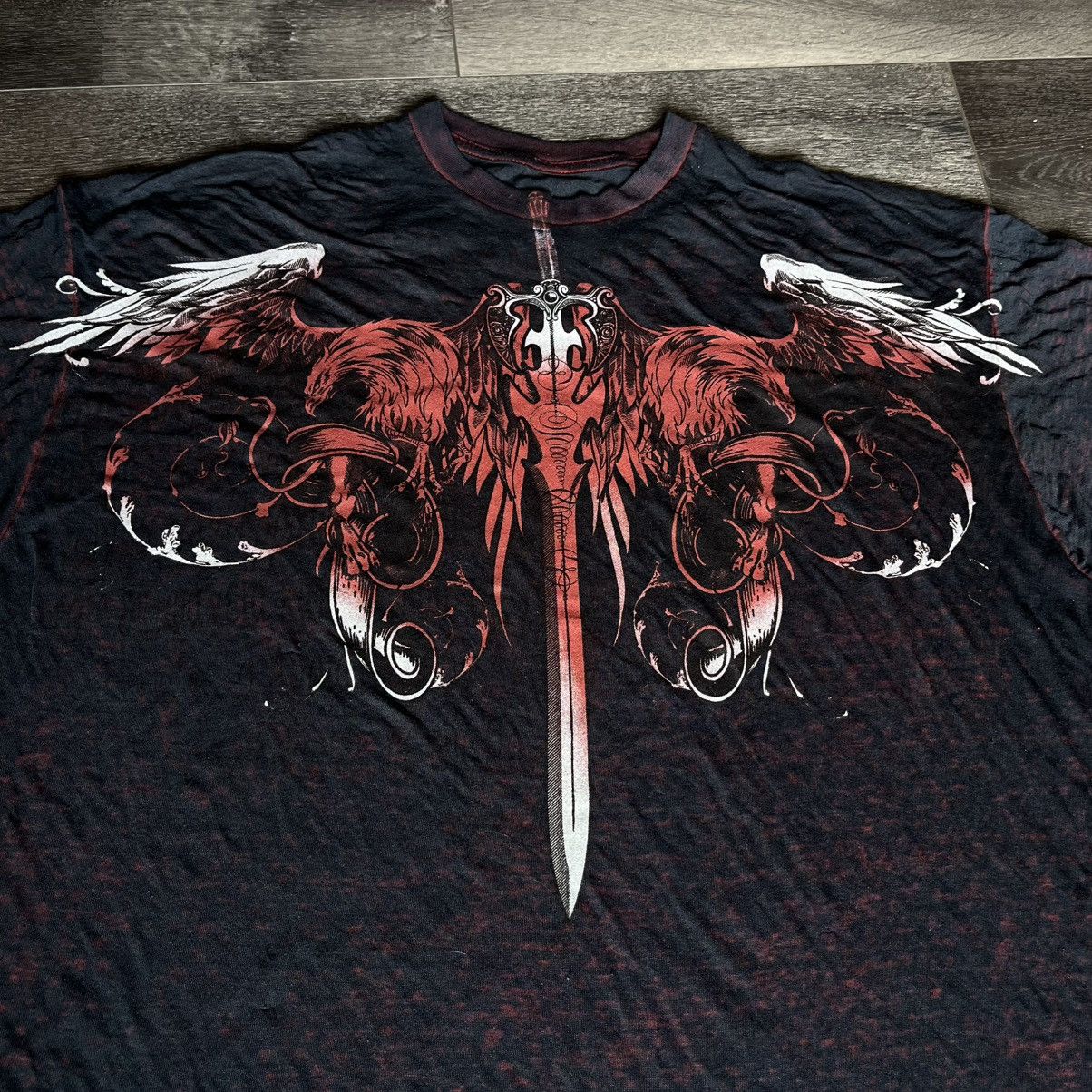 Helix Vintage 2000s Affliction Style Helix Cross Graphic Tee Shirt Size US XXL / EU 58 / 5 - 3 Thumbnail