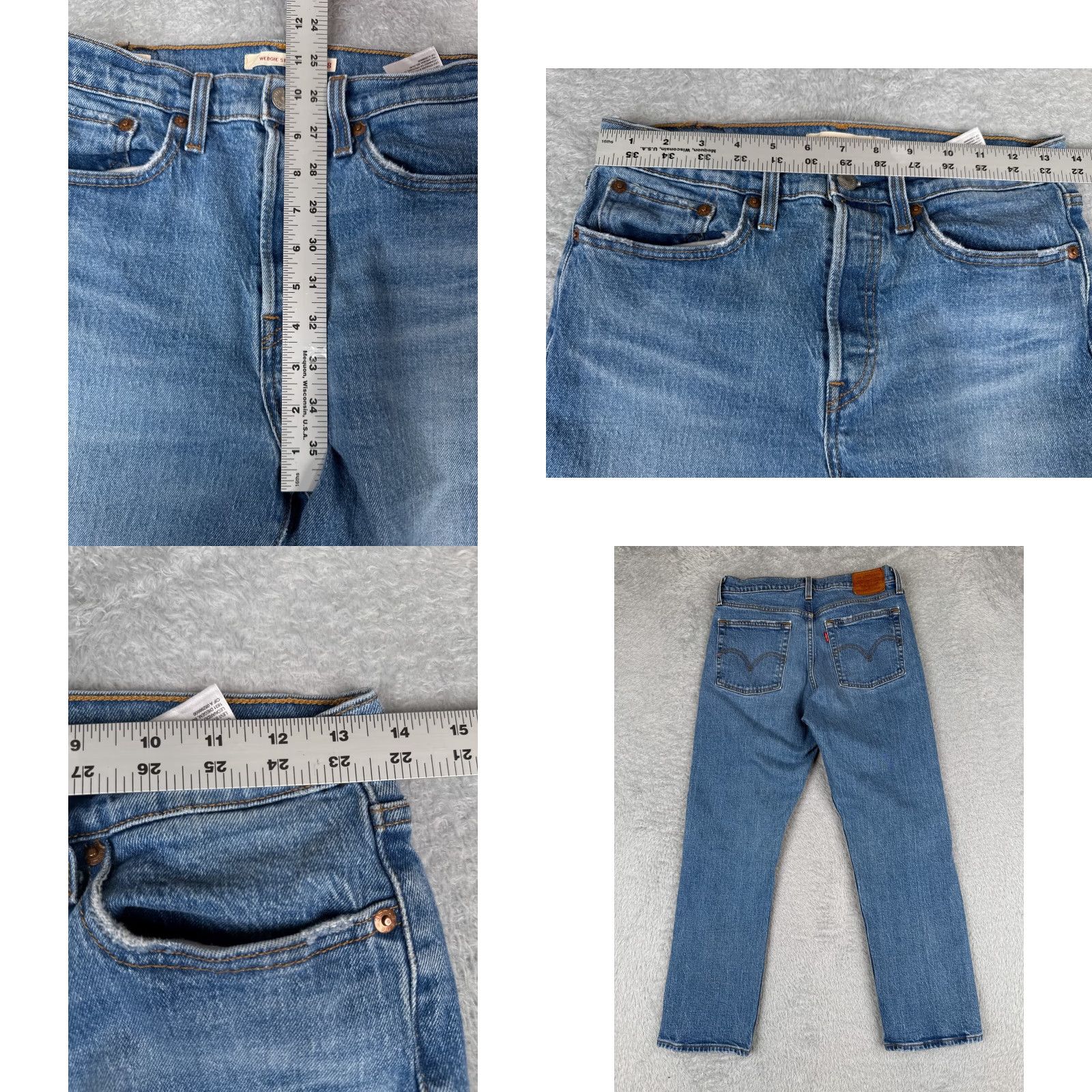 Levi's Levi's Wedgie Fit Jeans Women 28 Blue Denim Distressed Button Fly 28x24 Regular Straight Size 28" / US 6 / IT 42 - 9 Thumbnail